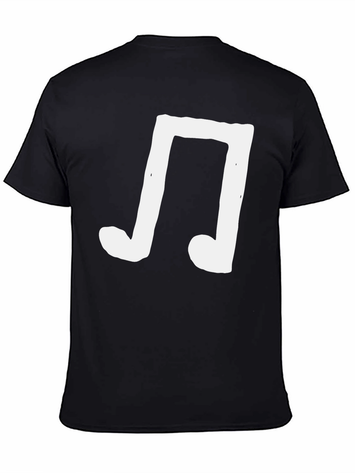 Mens Black T-Shirt with White Music Note Graphic