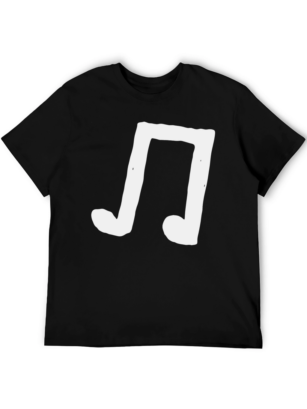 Mens Black T-Shirt with White Music Note Graphic