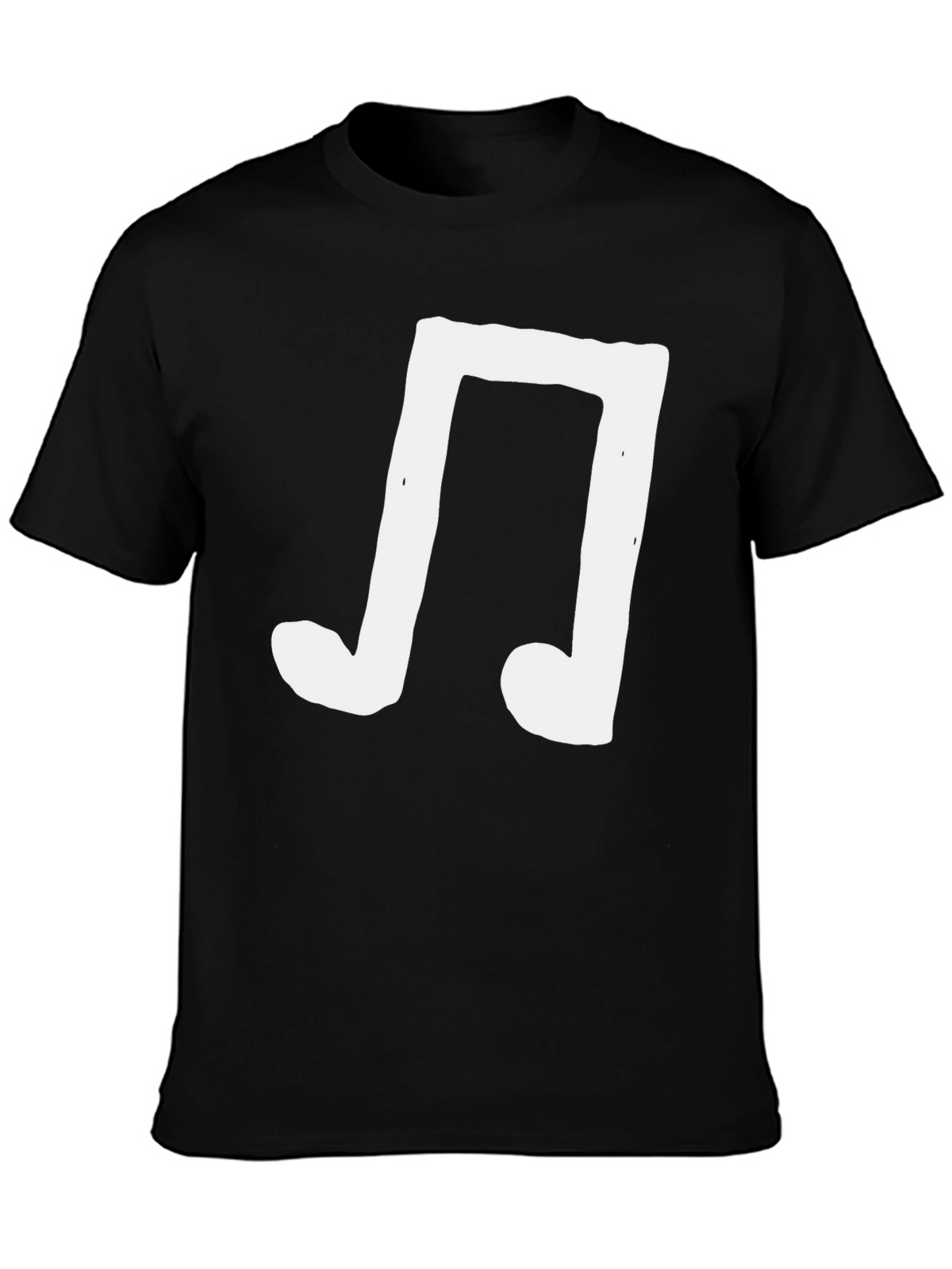 Mens Black T-Shirt with White Music Note Graphic