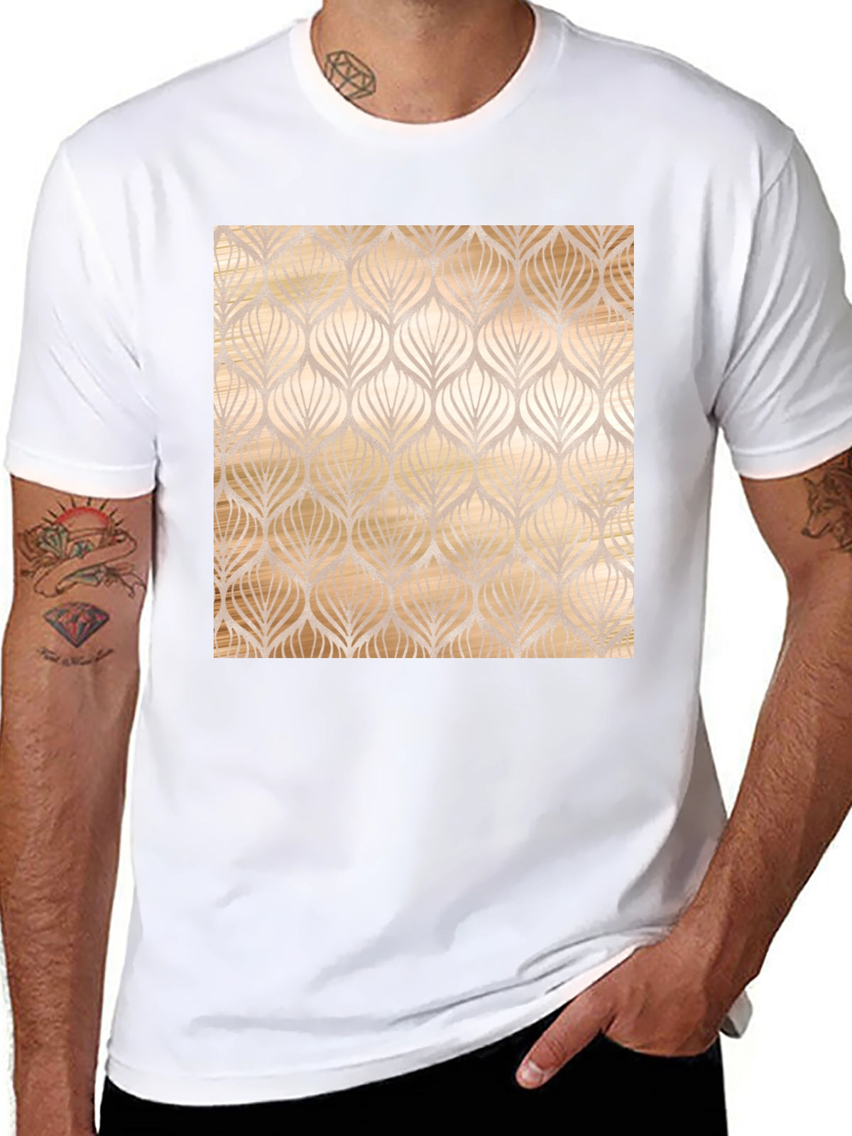 Elegant Leaf Pattern Black Tee