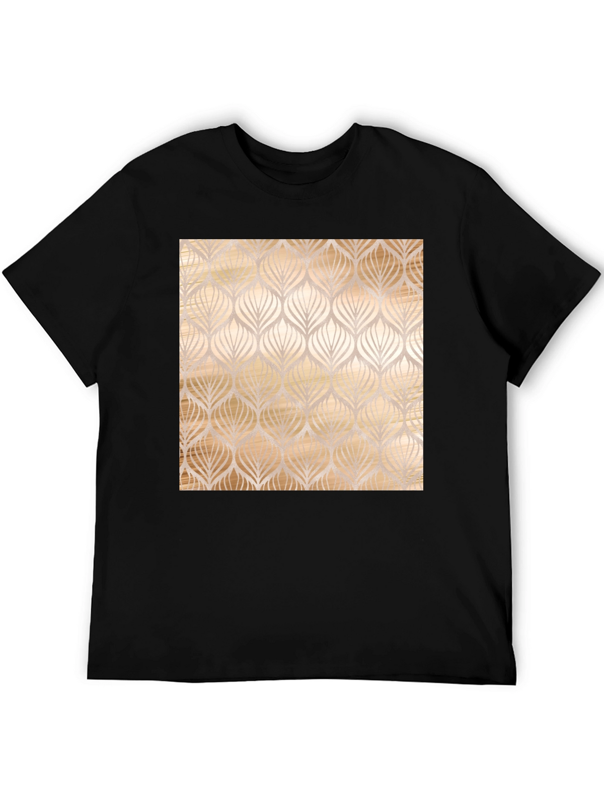 Elegant Leaf Pattern Black Tee