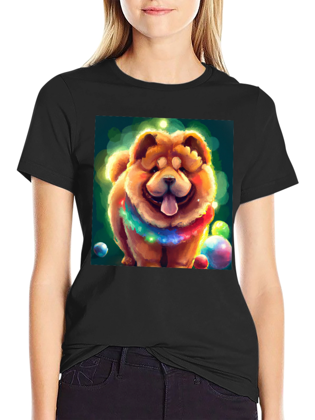 Cartoon Dog Graphic Black T-Shirt