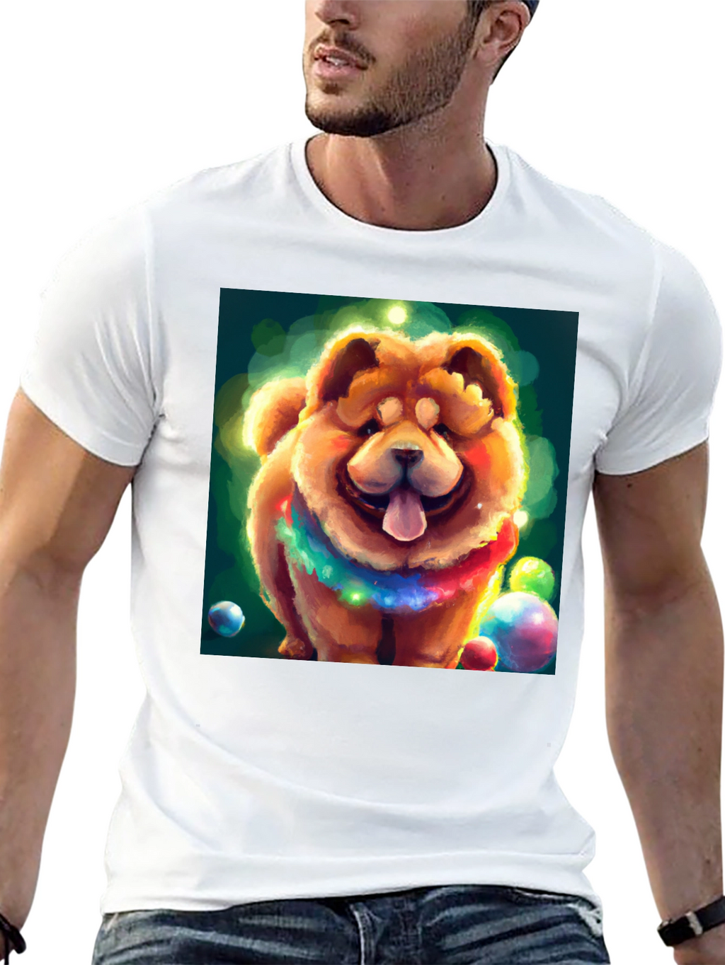 Cartoon Dog Graphic Black T-Shirt