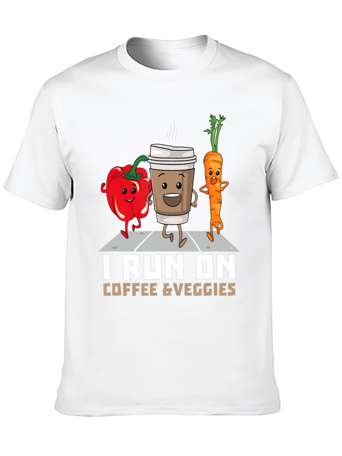 I Run on Coffee & Veggies Funny T-Shirt