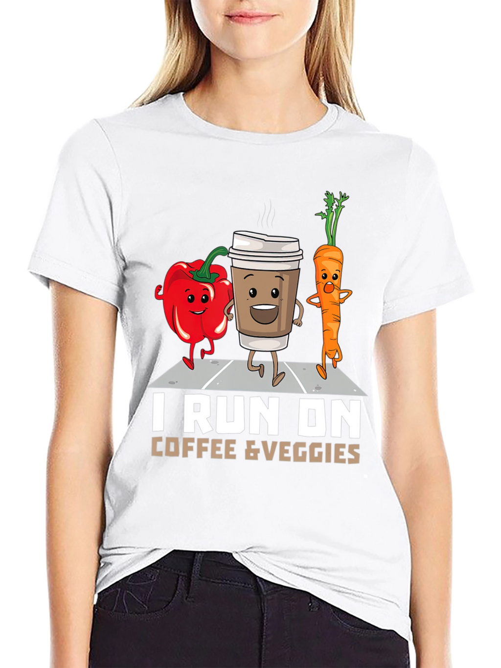 I Run on Coffee & Veggies Funny T-Shirt
