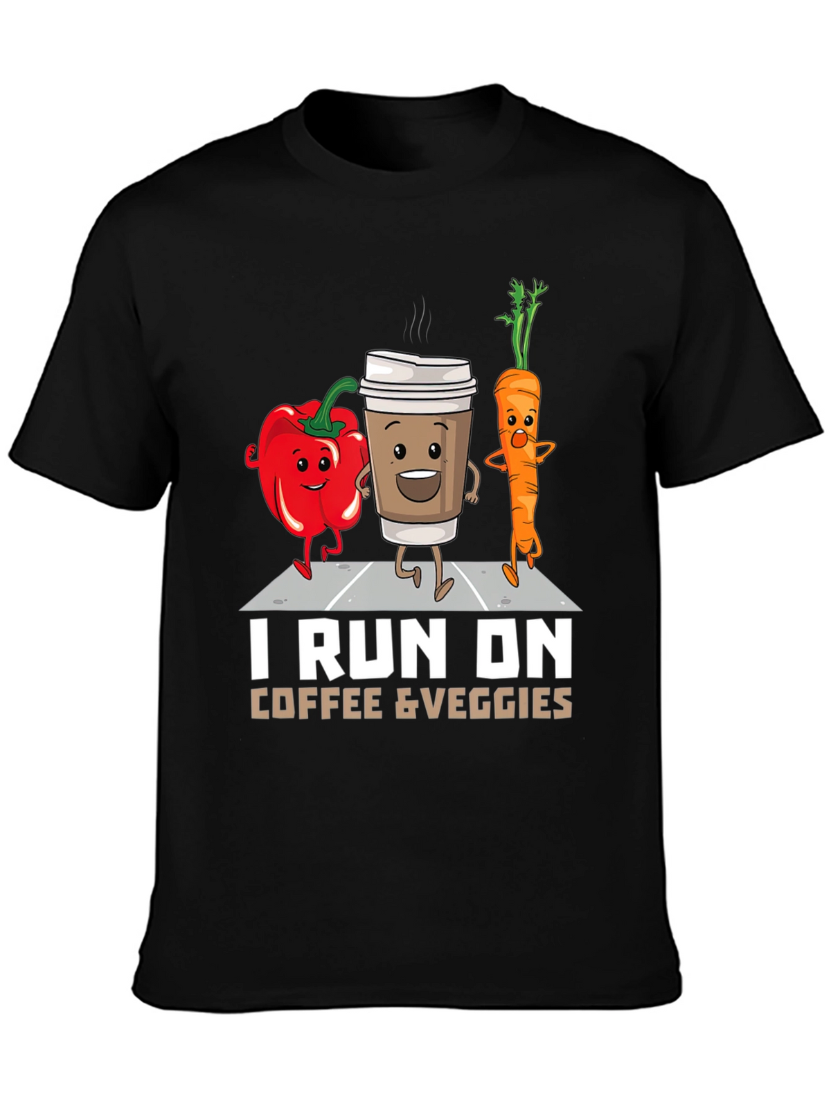 I Run on Coffee & Veggies Funny T-Shirt
