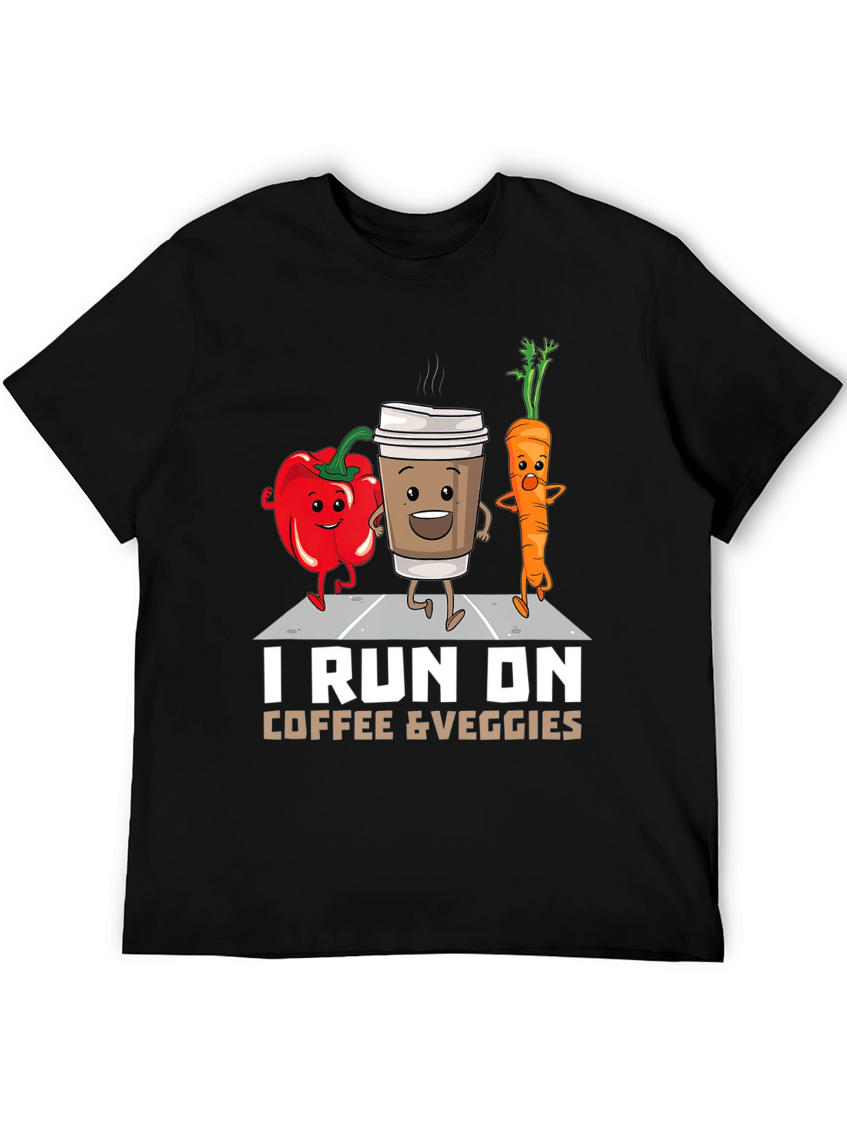 I Run on Coffee & Veggies Funny T-Shirt