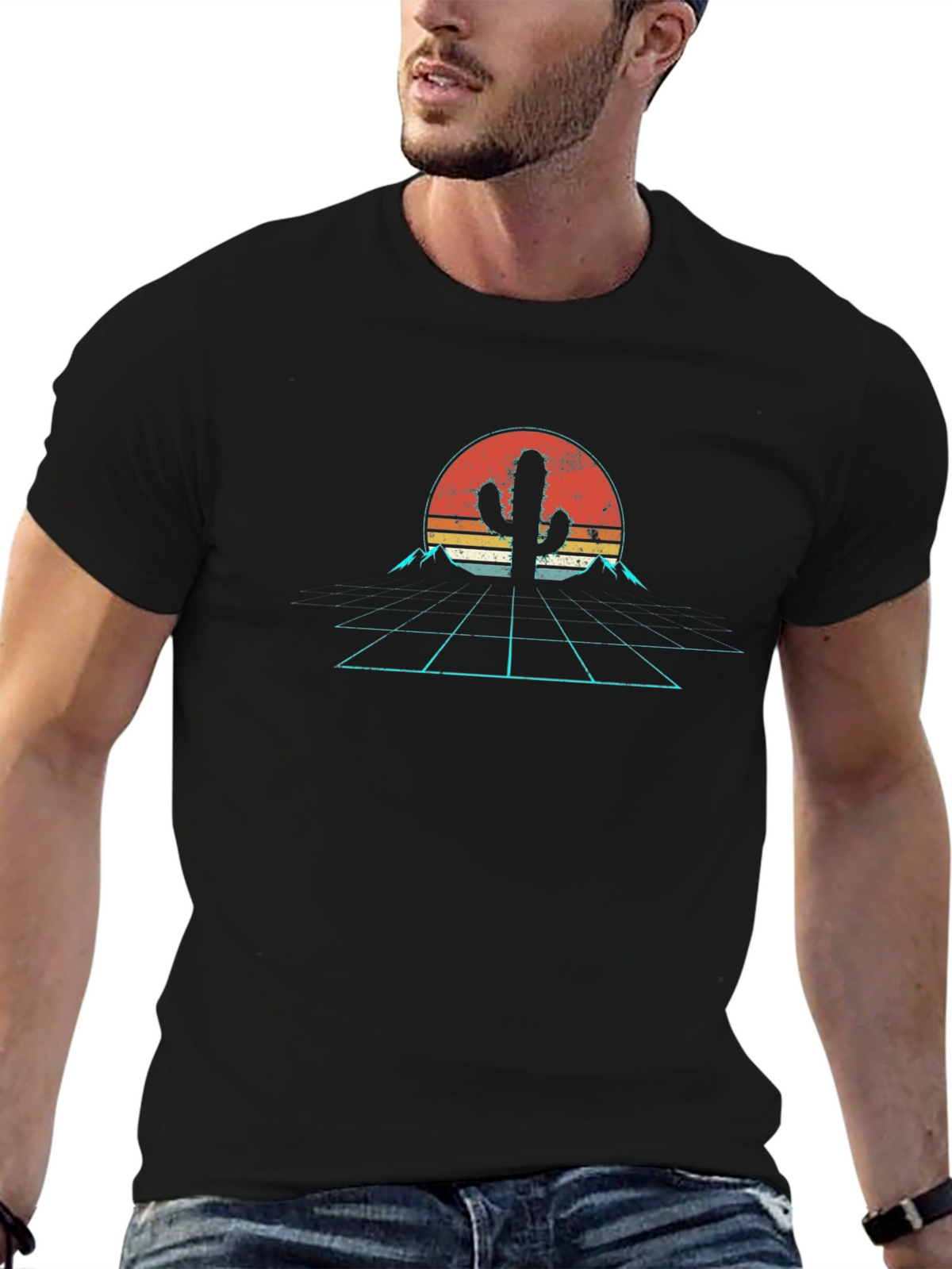 Retro Desert Cactus Graphic T-Shirt