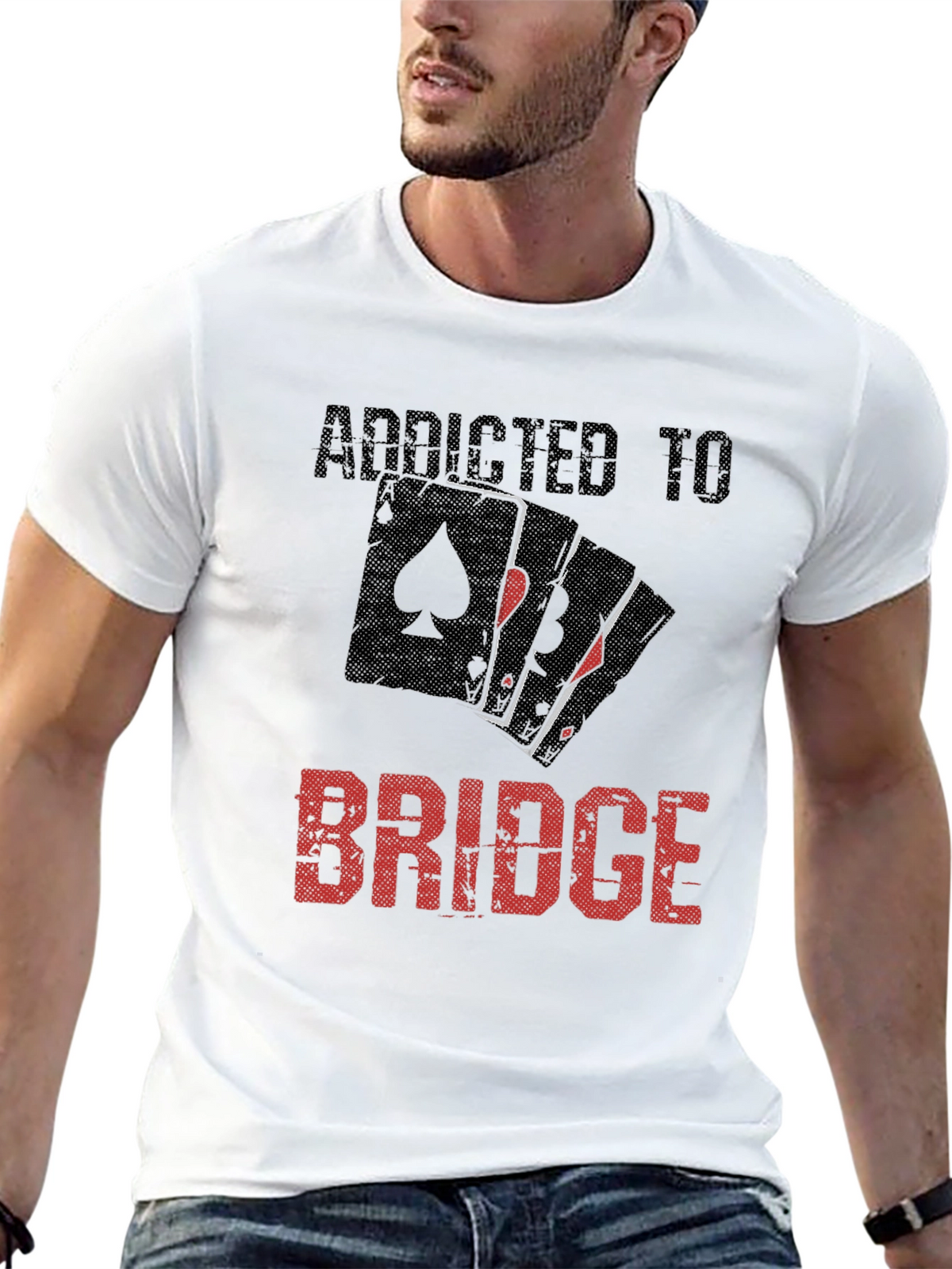 Addicted To Bridge Black T-Shirt Card Game