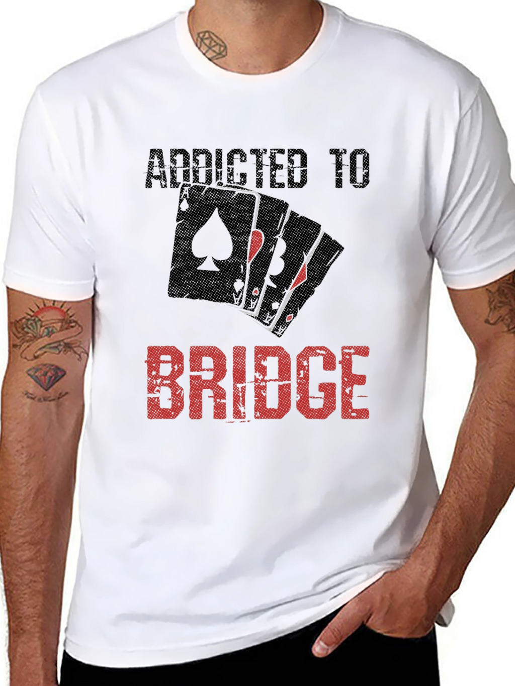 Addicted To Bridge Black T-Shirt Card Game