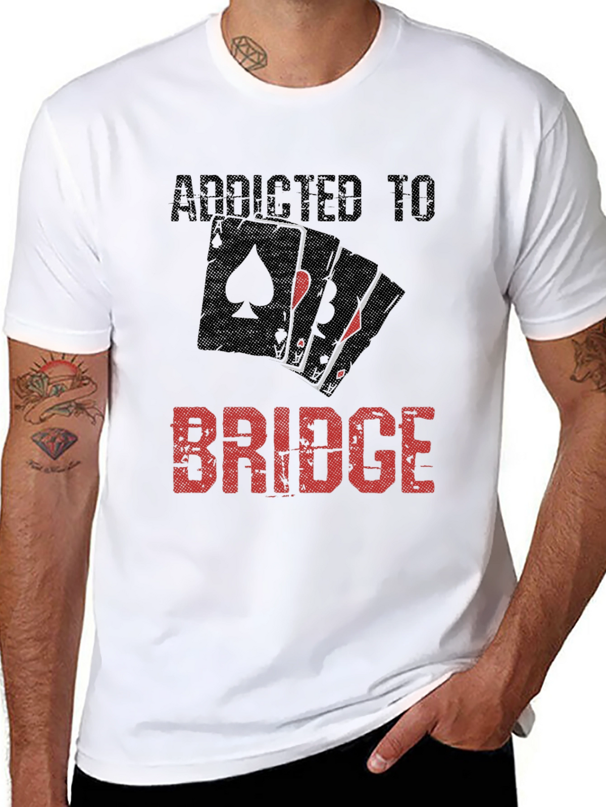 Addicted To Bridge Black T-Shirt Card Game