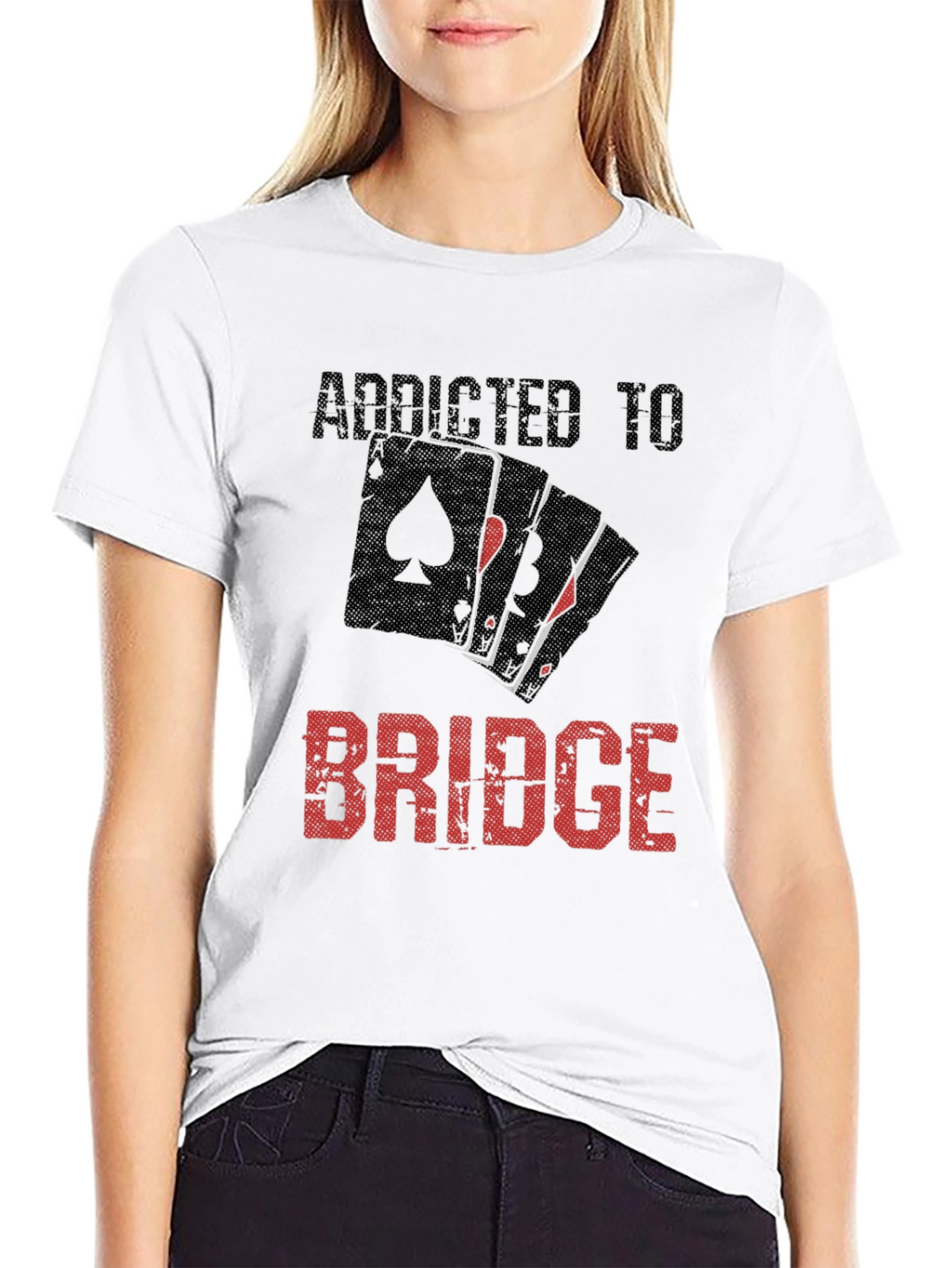 Addicted To Bridge Black T-Shirt Card Game