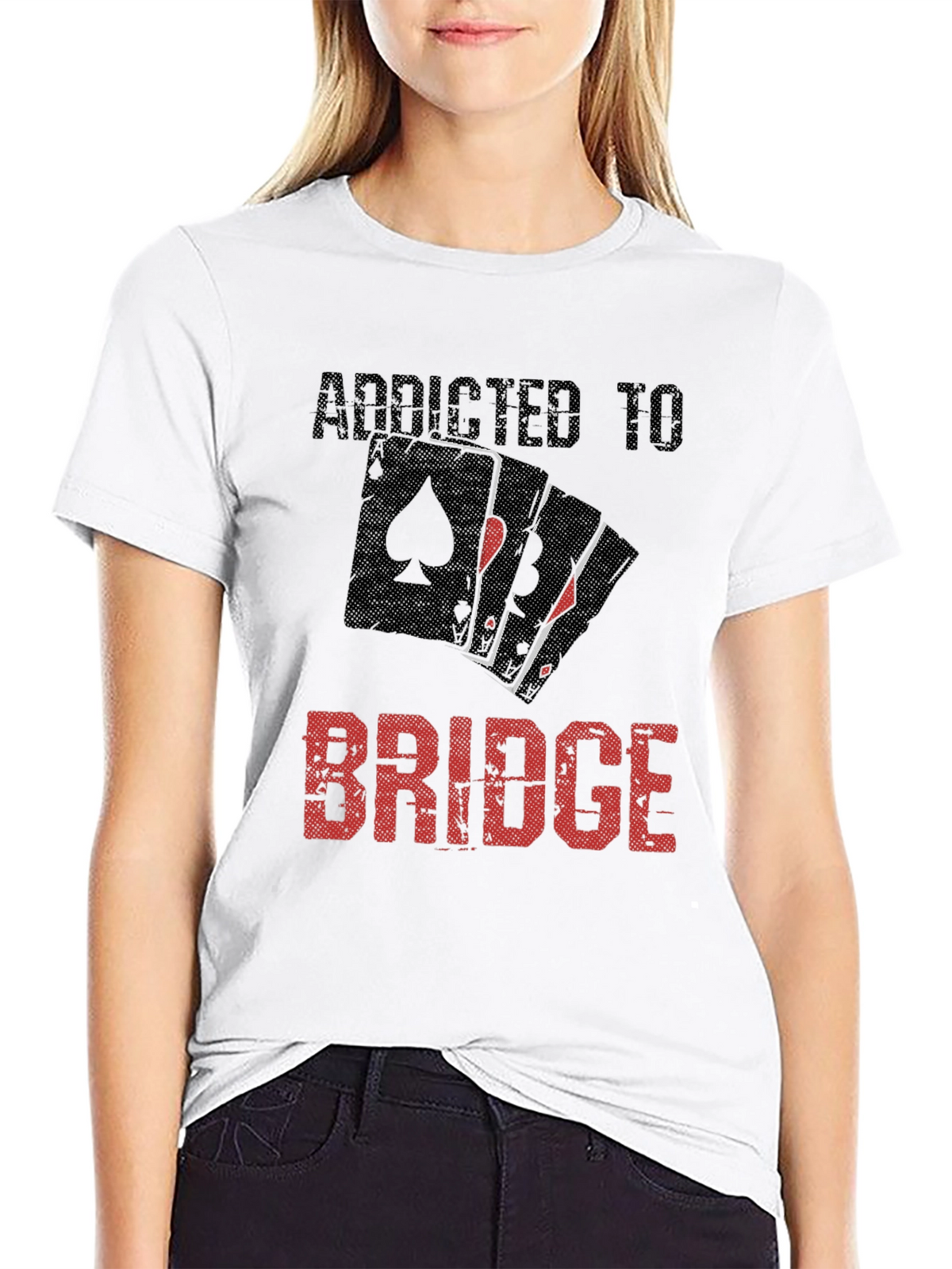 Addicted To Bridge Black T-Shirt Card Game