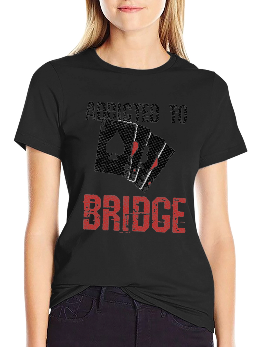 Addicted To Bridge Black T-Shirt Card Game