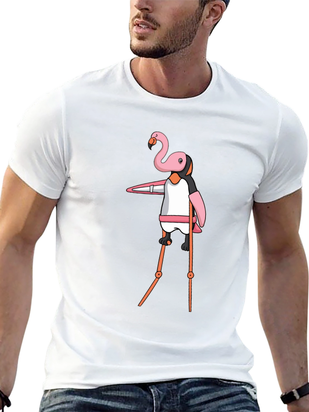Flamingo Stilt Walker Graphic Tee - Black