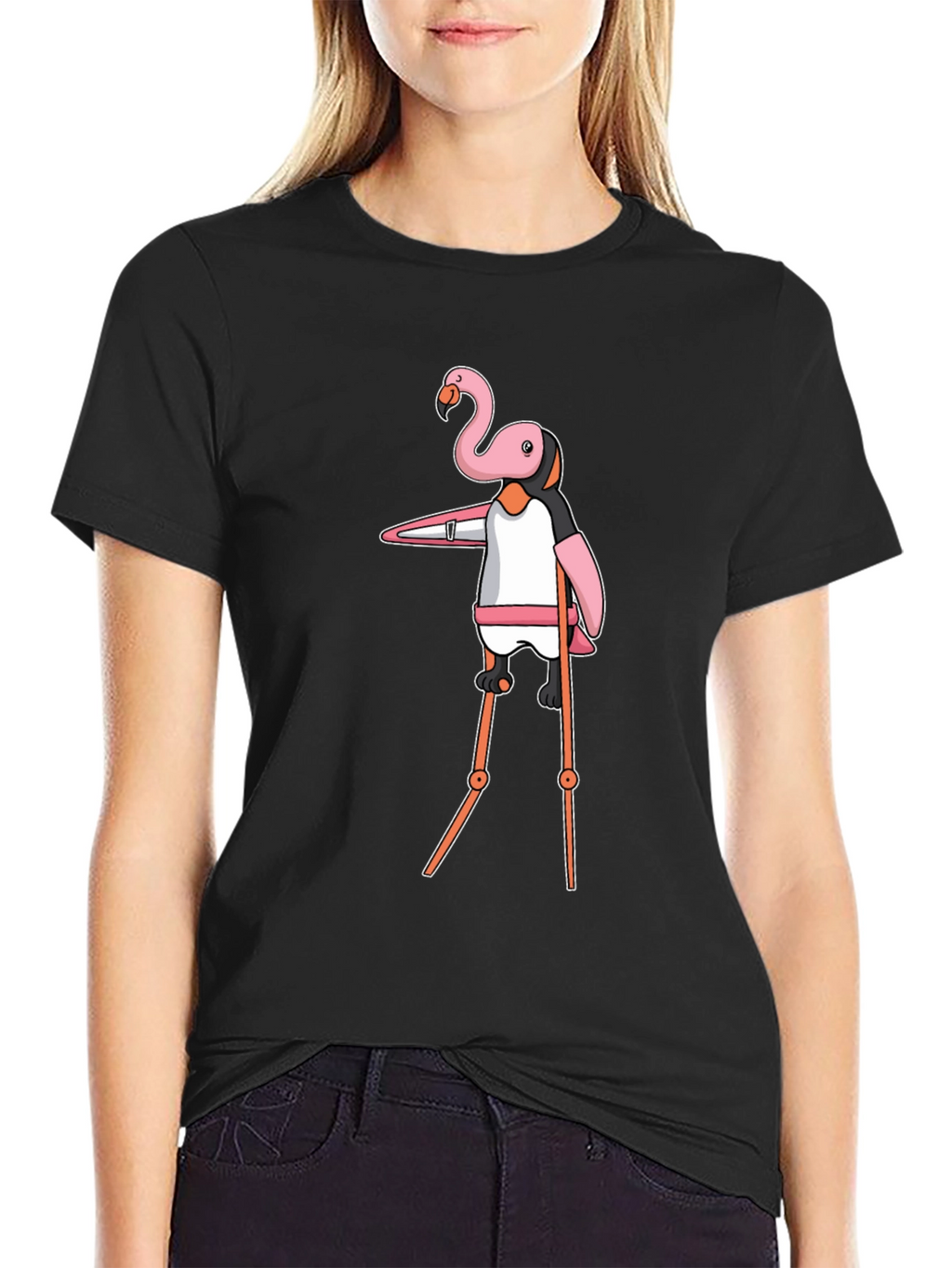 Flamingo Stilt Walker Graphic Tee - Black