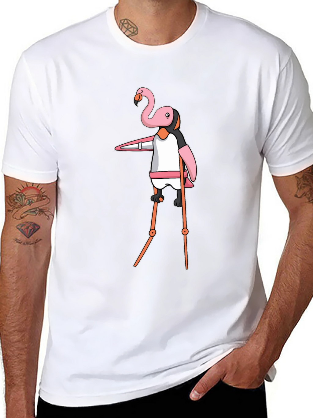 Flamingo Stilt Walker Graphic Tee - Black
