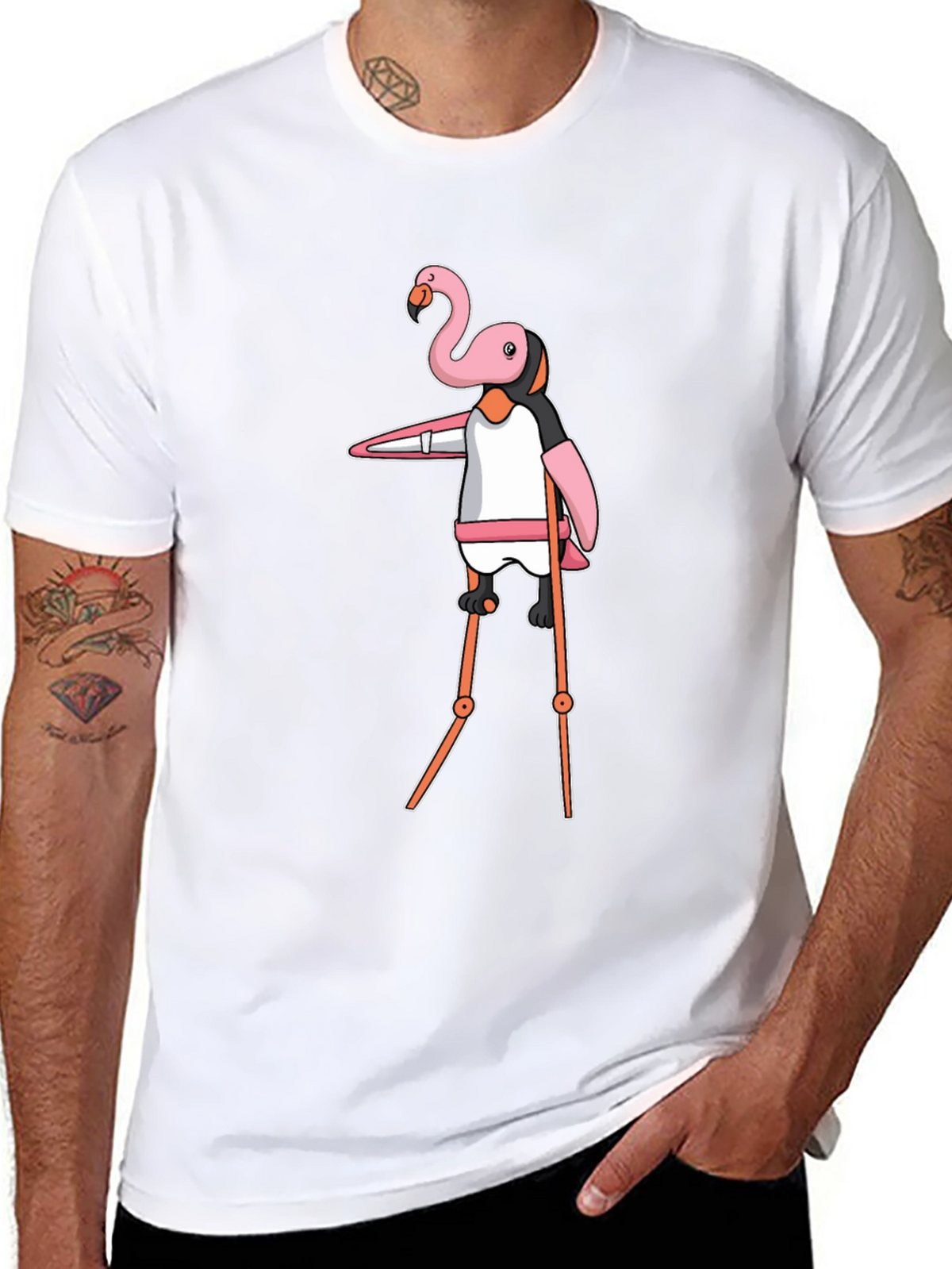 Flamingo Stilt Walker Graphic Tee - Black