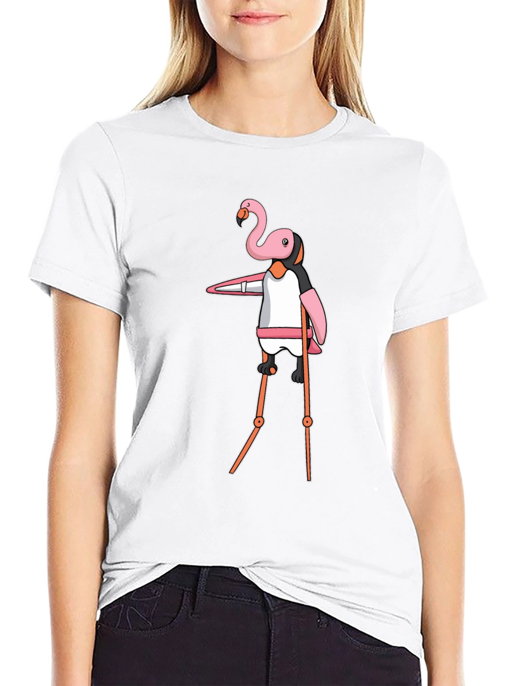 Flamingo Stilt Walker Graphic Tee - Black