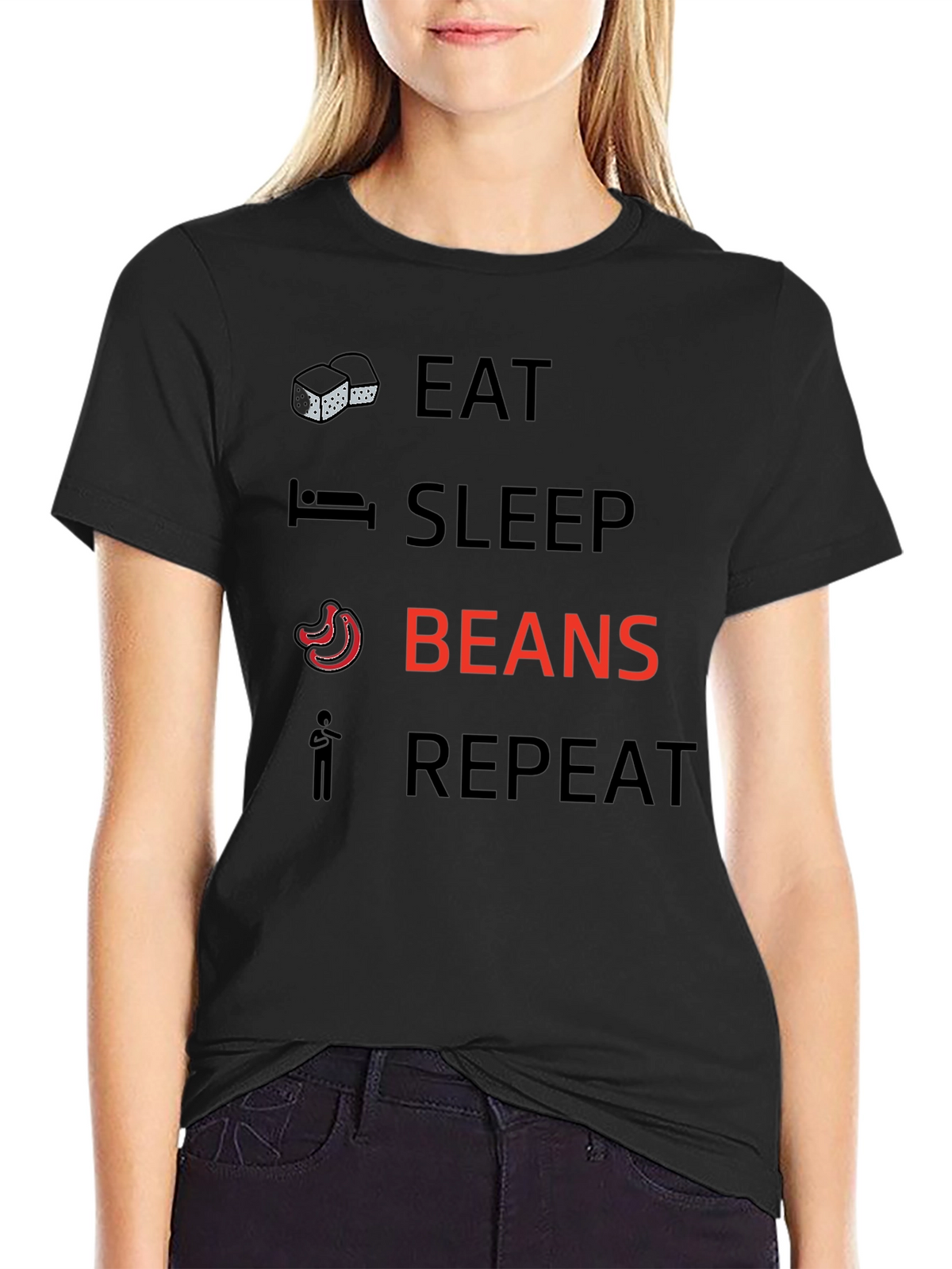Eat Sleep Beans Repeat Graphic T-Shirt