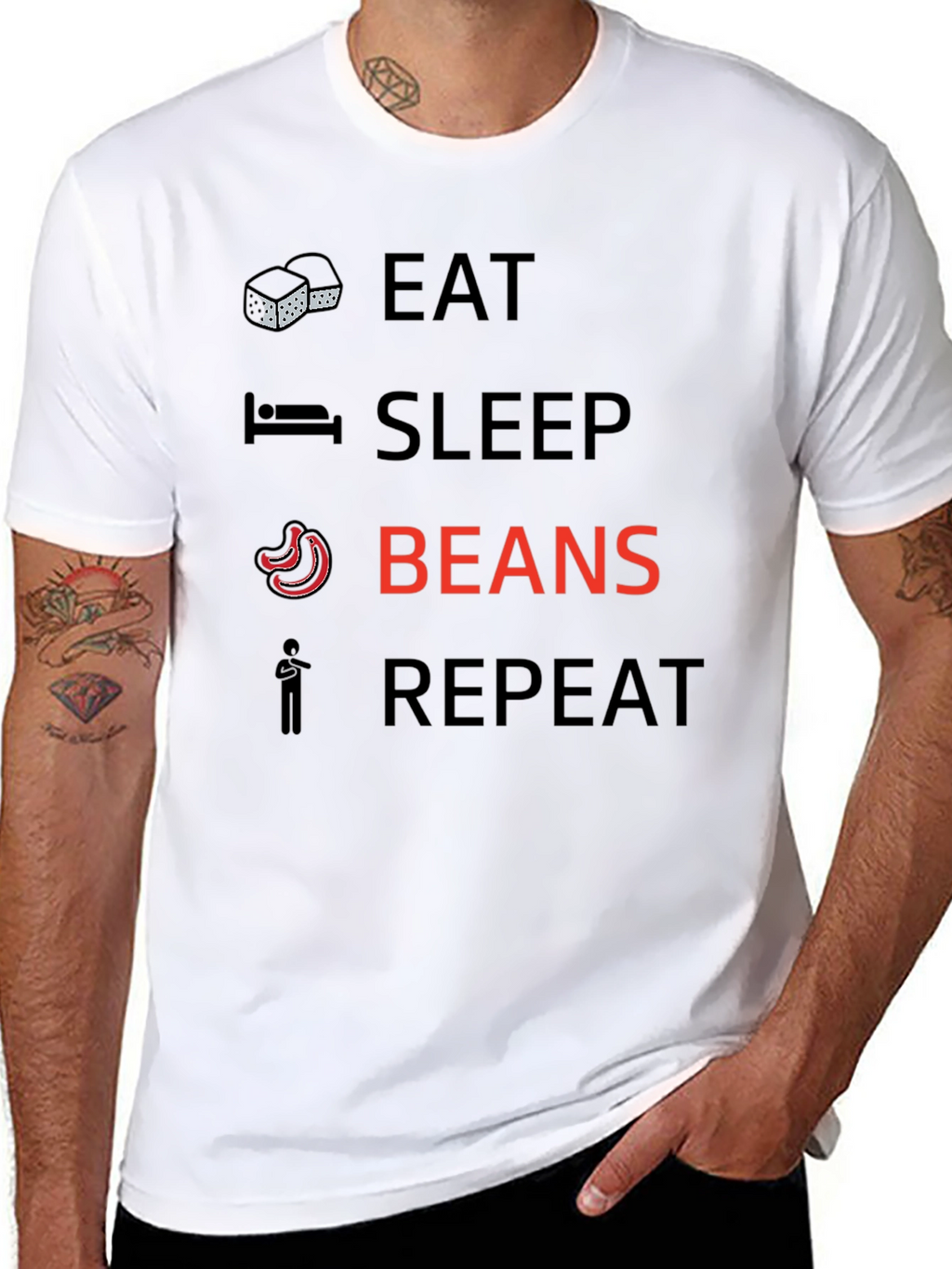 Eat Sleep Beans Repeat Graphic T-Shirt