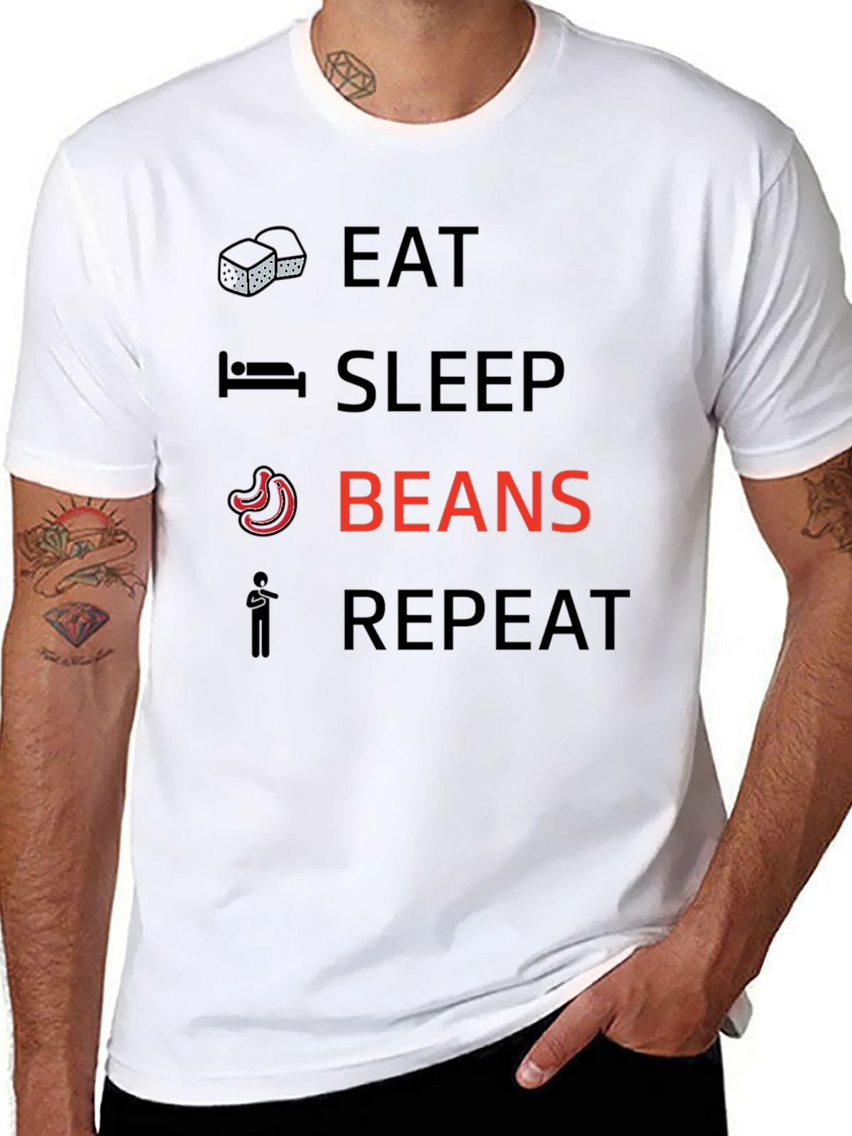 Eat Sleep Beans Repeat Graphic T-Shirt