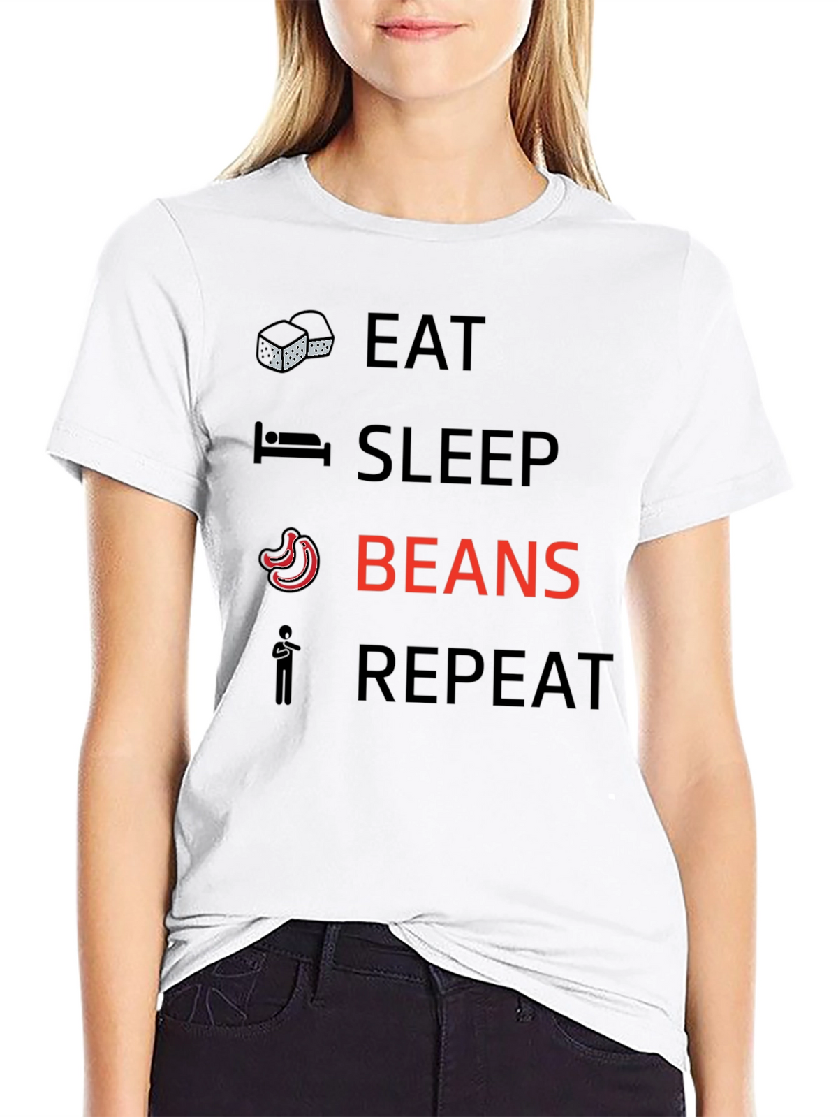Eat Sleep Beans Repeat Graphic T-Shirt
