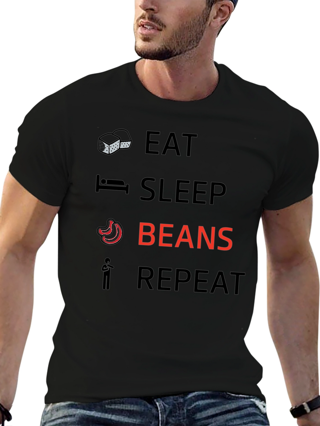 Eat Sleep Beans Repeat Graphic T-Shirt