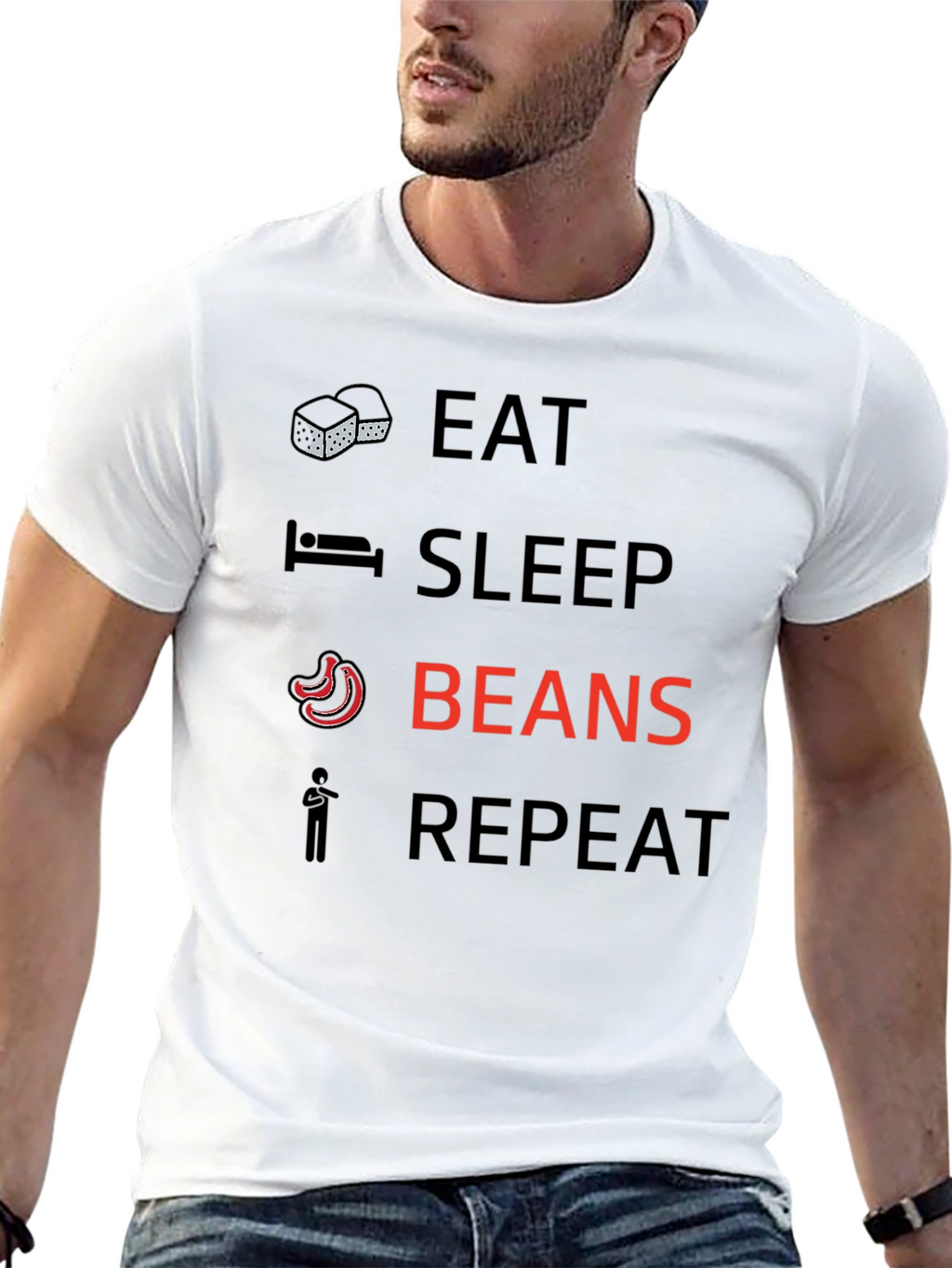 Eat Sleep Beans Repeat Graphic T-Shirt
