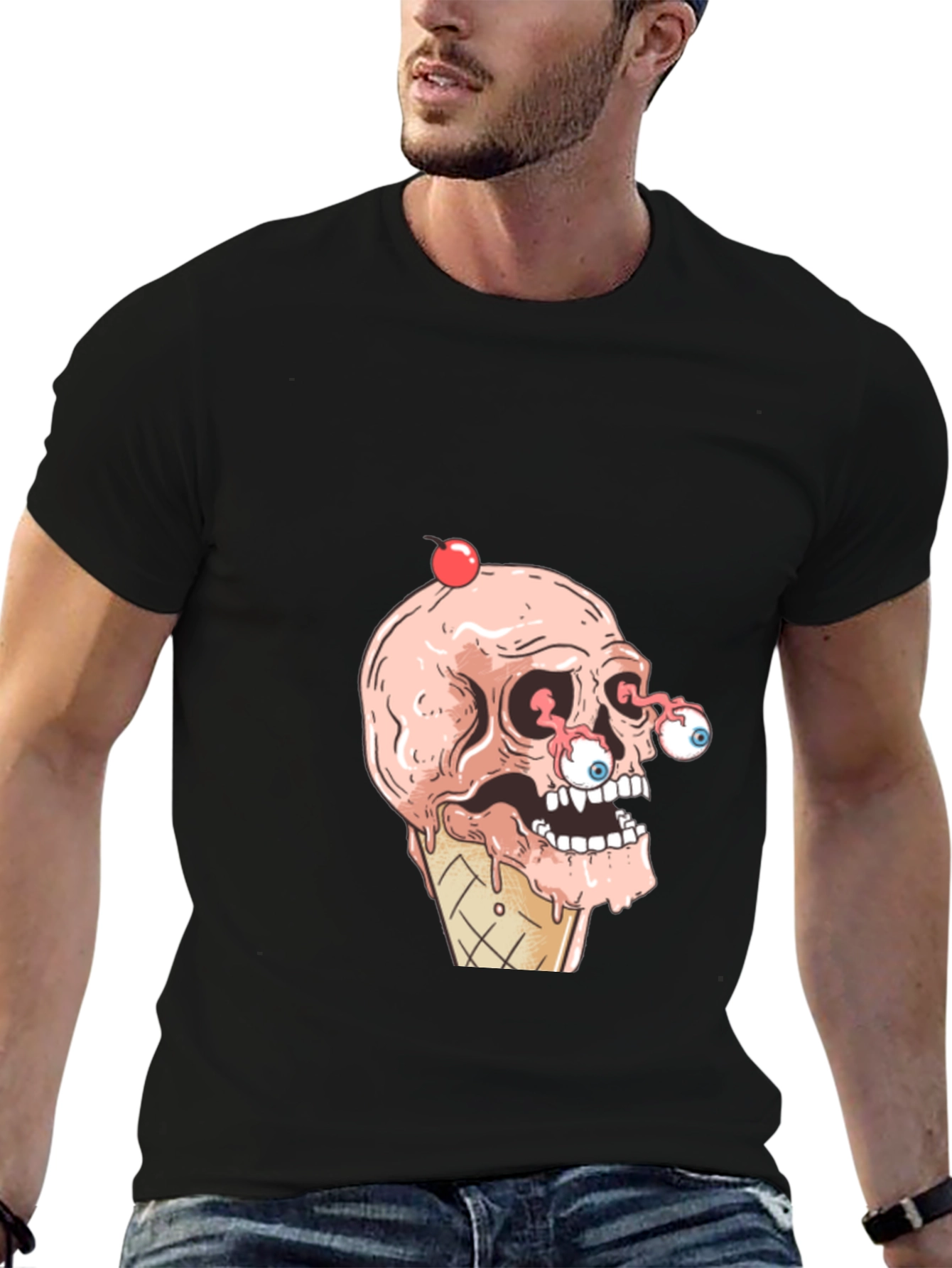 Ice Cream Skull Graphic T-Shirt - Cool & Creepy