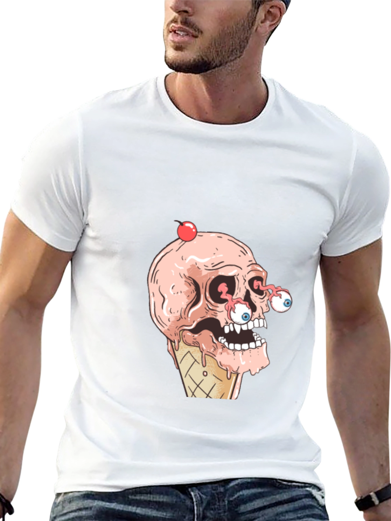 Ice Cream Skull Graphic T-Shirt - Cool & Creepy