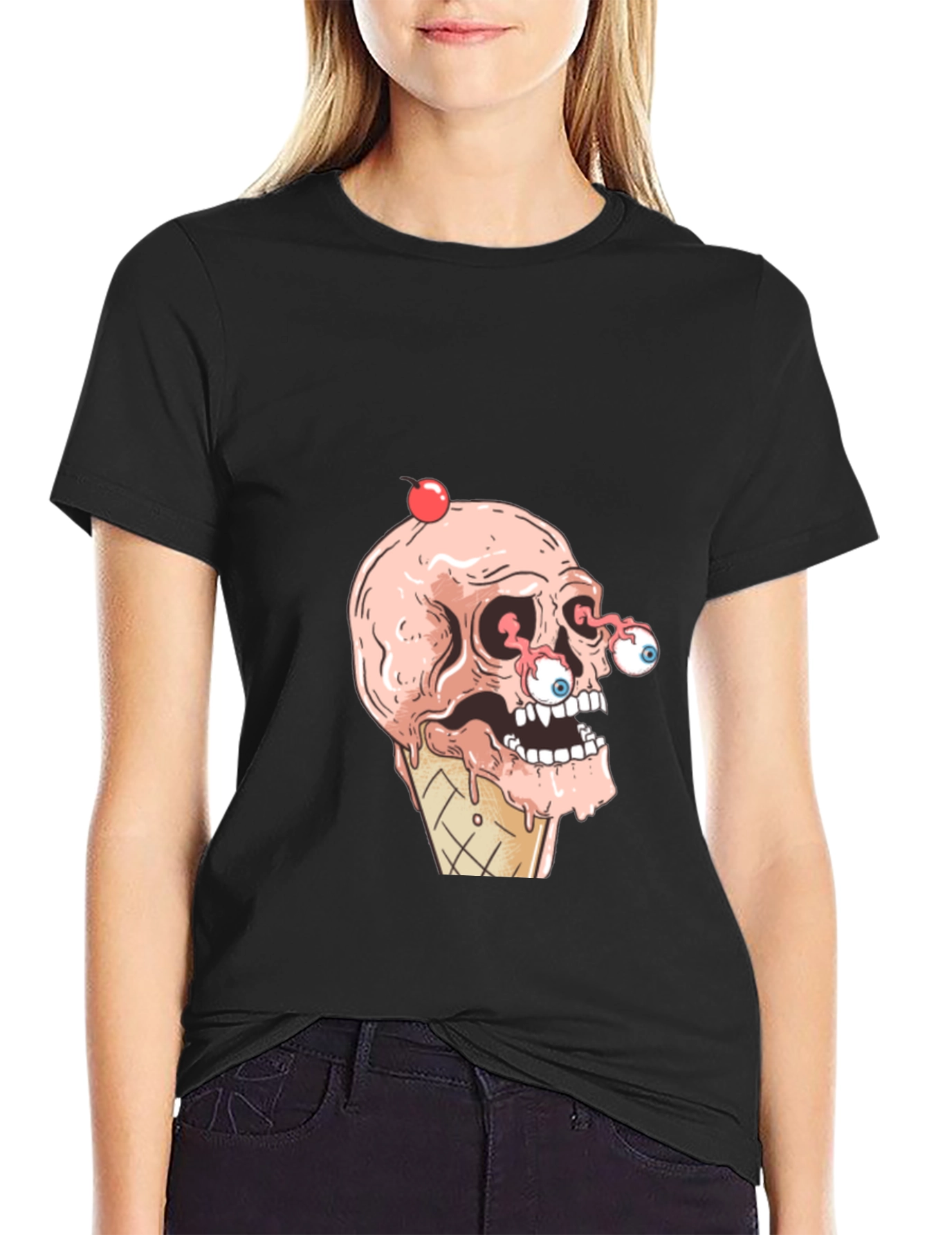 Ice Cream Skull Graphic T-Shirt - Cool & Creepy