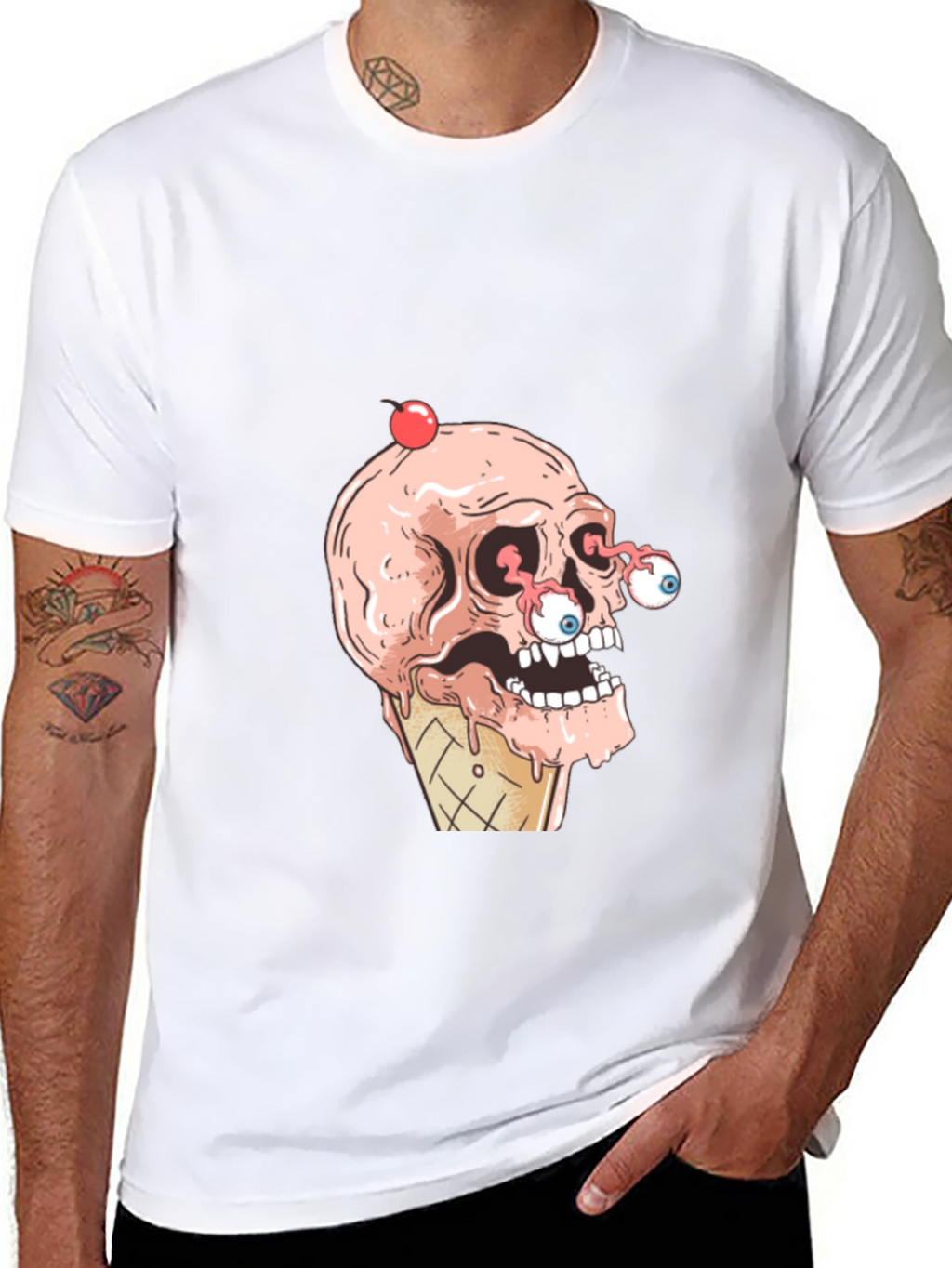 Ice Cream Skull Graphic T-Shirt - Cool & Creepy