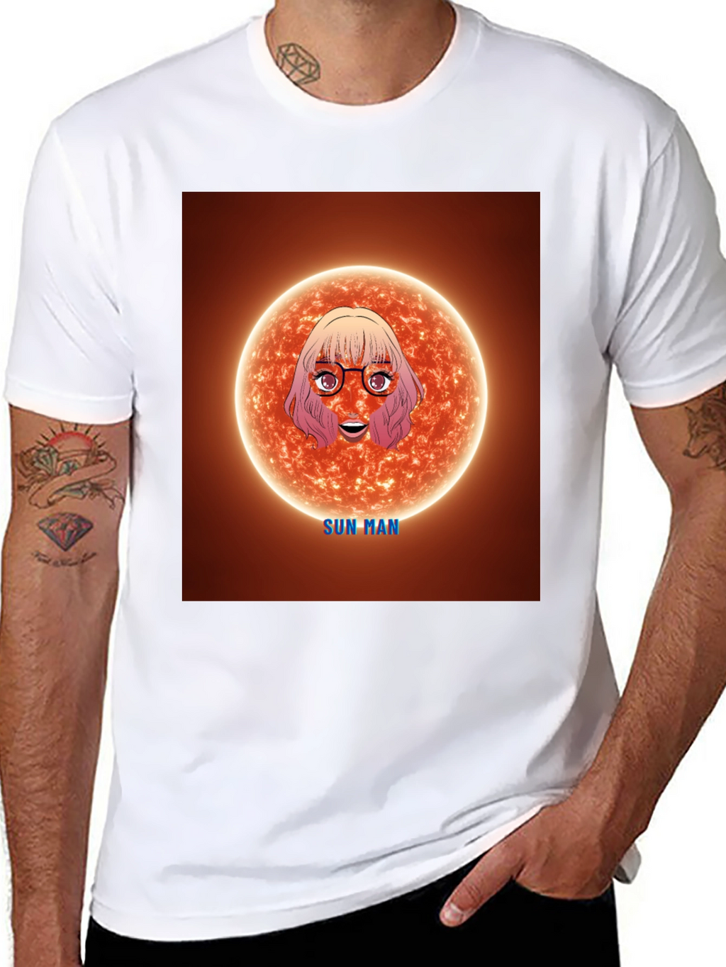 Sun Man Graphic Tee - Unique Cartoon Design