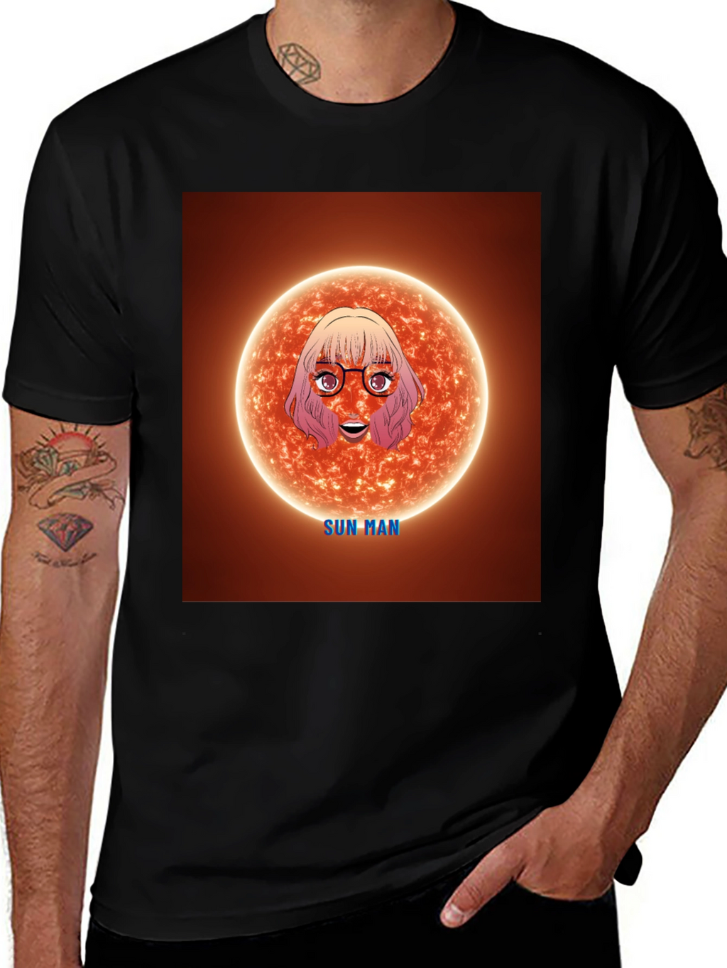 Sun Man Graphic Tee - Unique Cartoon Design