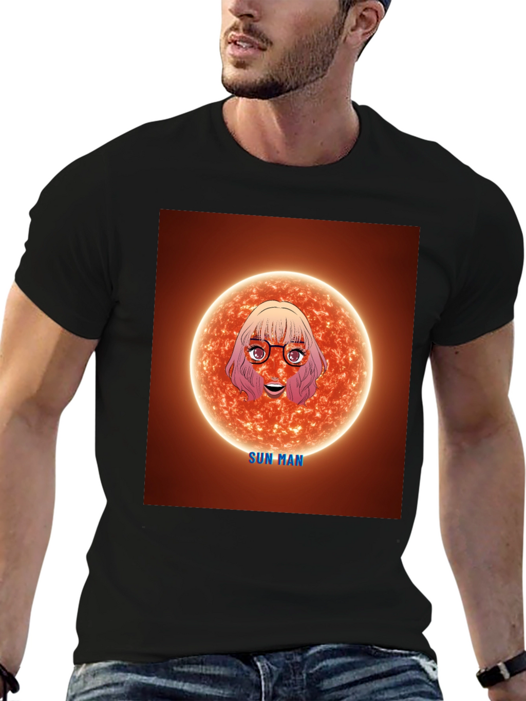 Sun Man Graphic Tee - Unique Cartoon Design