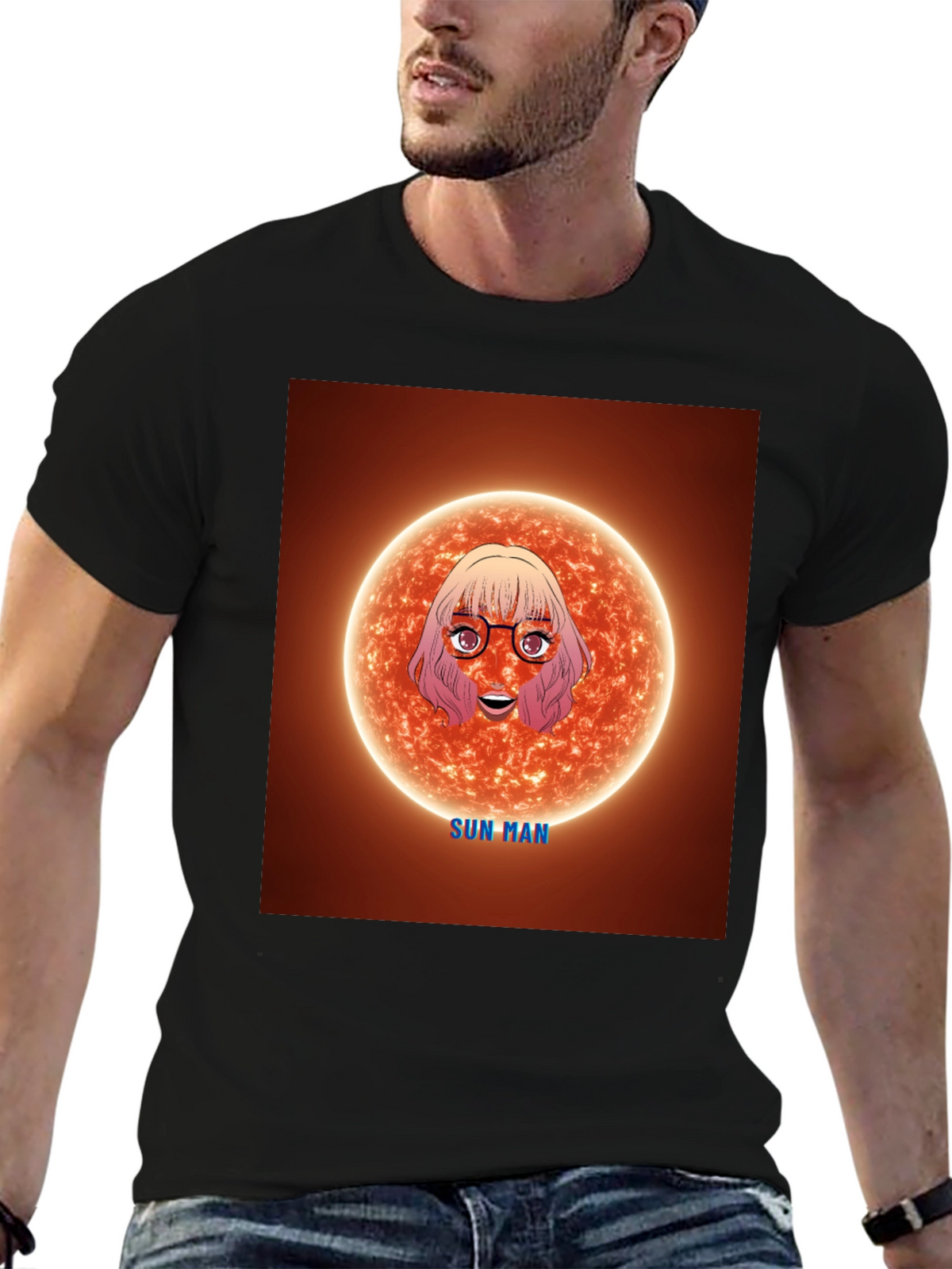 Sun Man Graphic Tee - Unique Cartoon Design