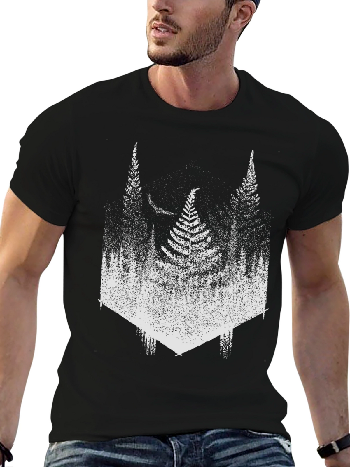 Fern Forest Graphic Tee - Mens Black T-Shirt