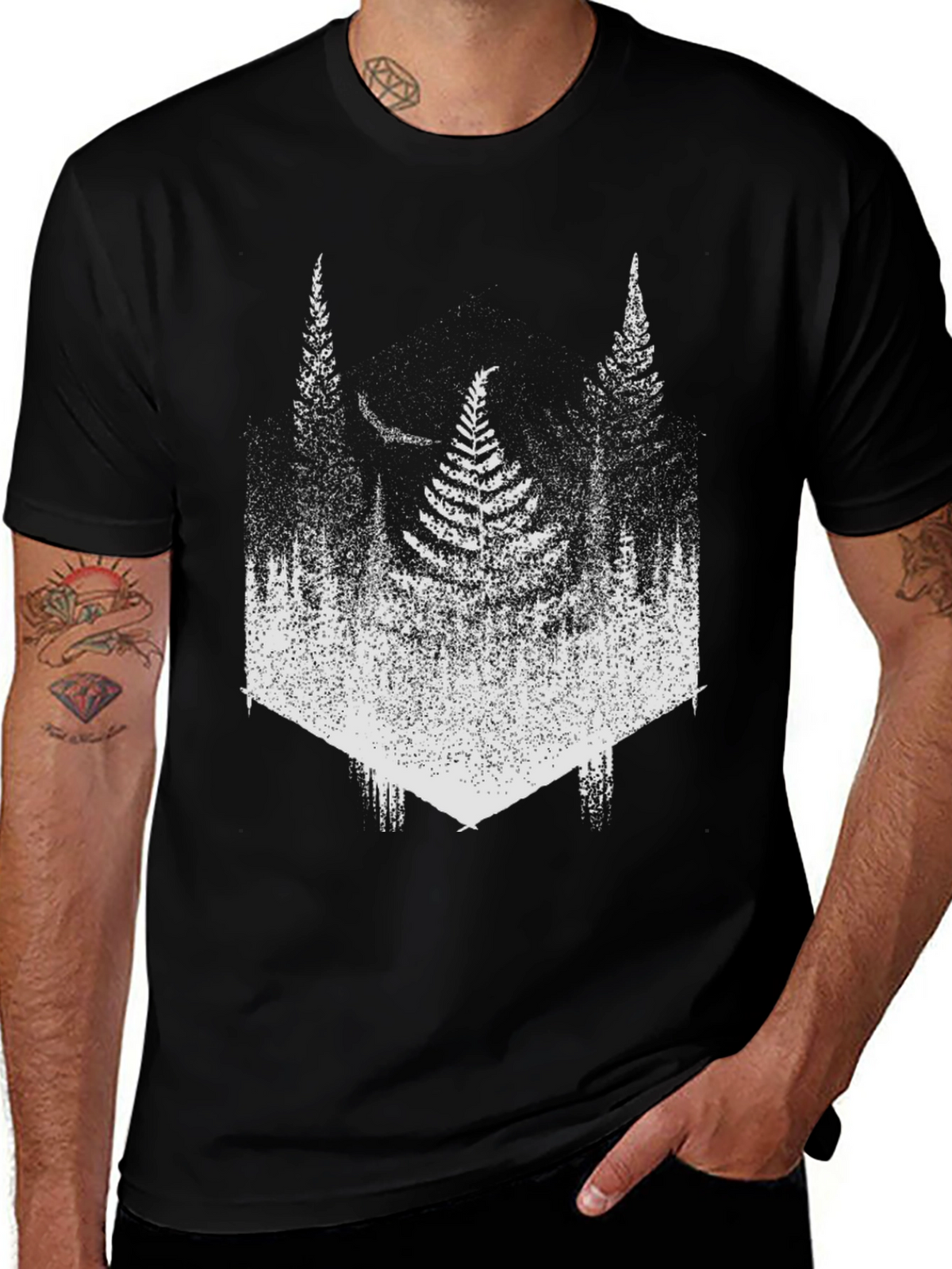 Fern Forest Graphic Tee - Mens Black T-Shirt