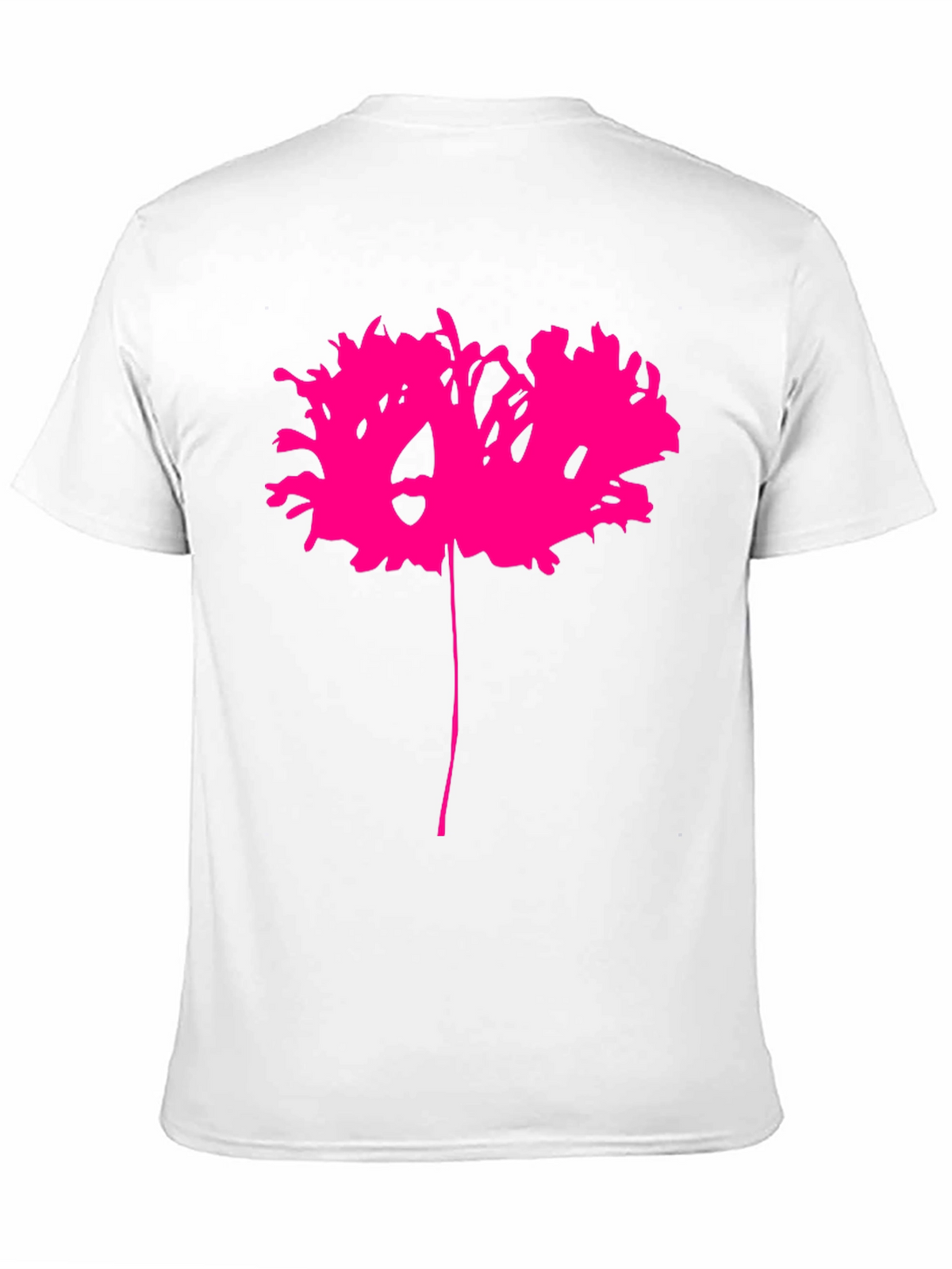 Black T-Shirt with Abstract Pink Flower Design