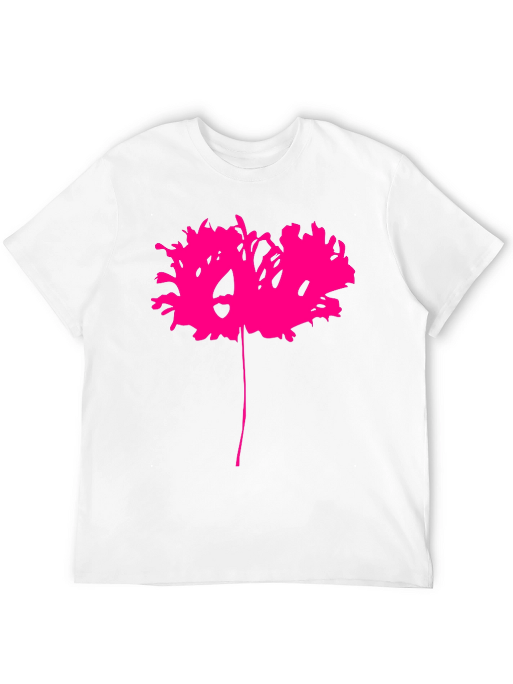 Black T-Shirt with Abstract Pink Flower Design