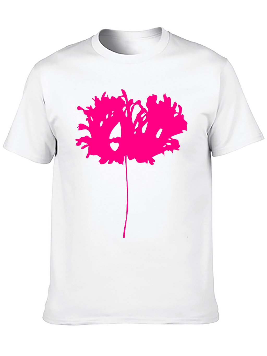 Black T-Shirt with Abstract Pink Flower Design