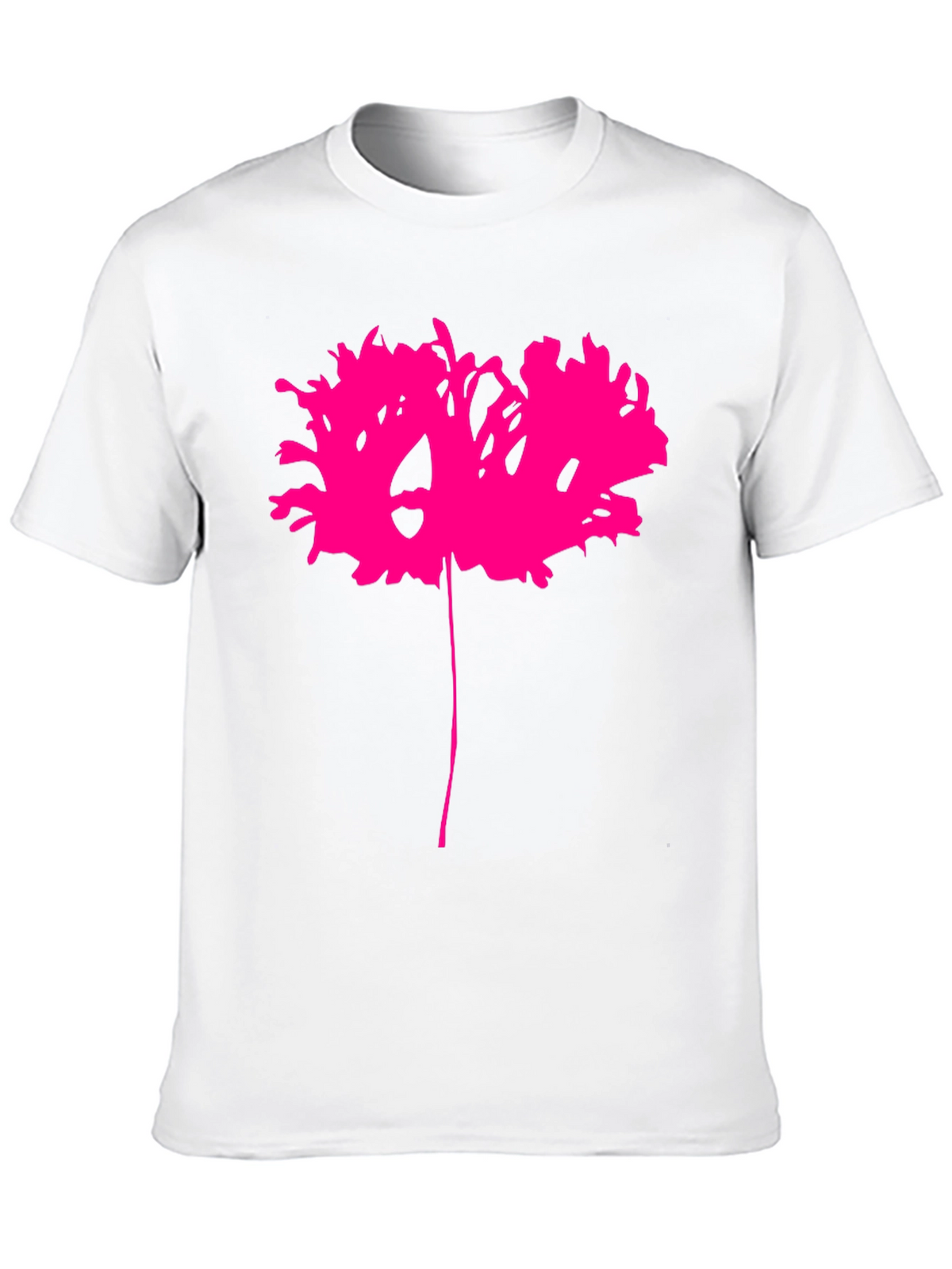 Black T-Shirt with Abstract Pink Flower Design
