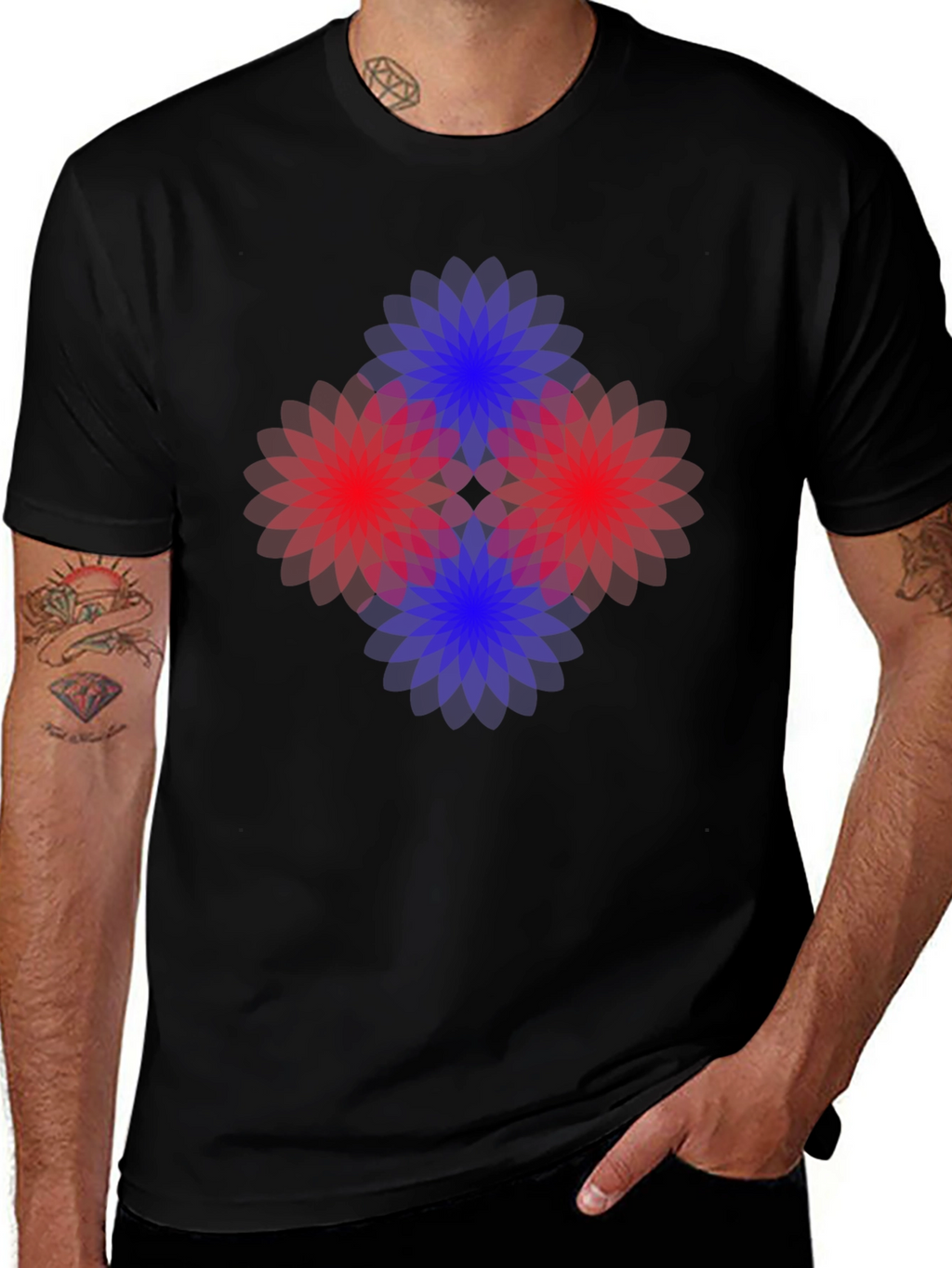 Abstract Floral Graphic Black T-Shirt