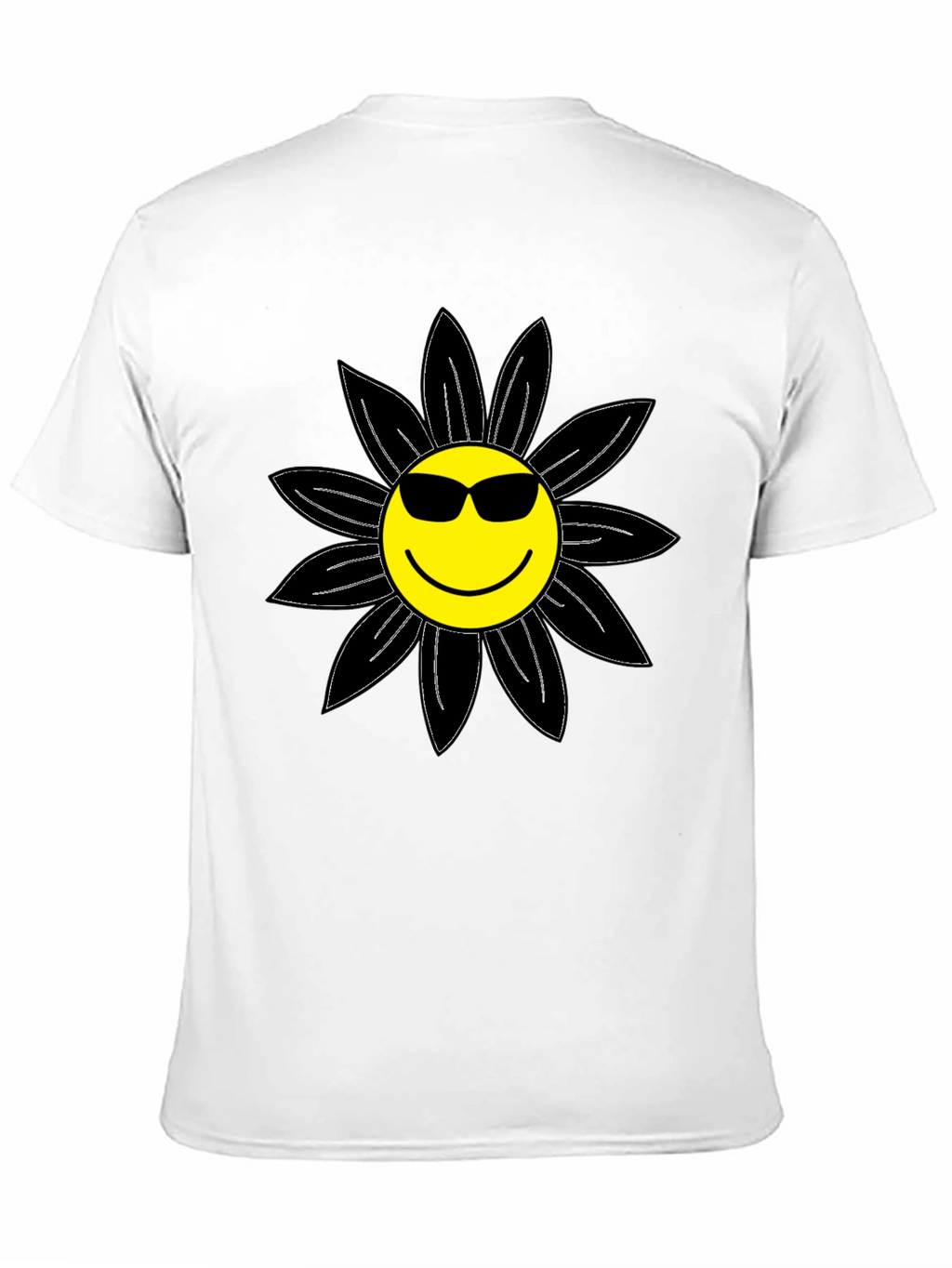 Cool Smiley Flower Graphic Tee - Black