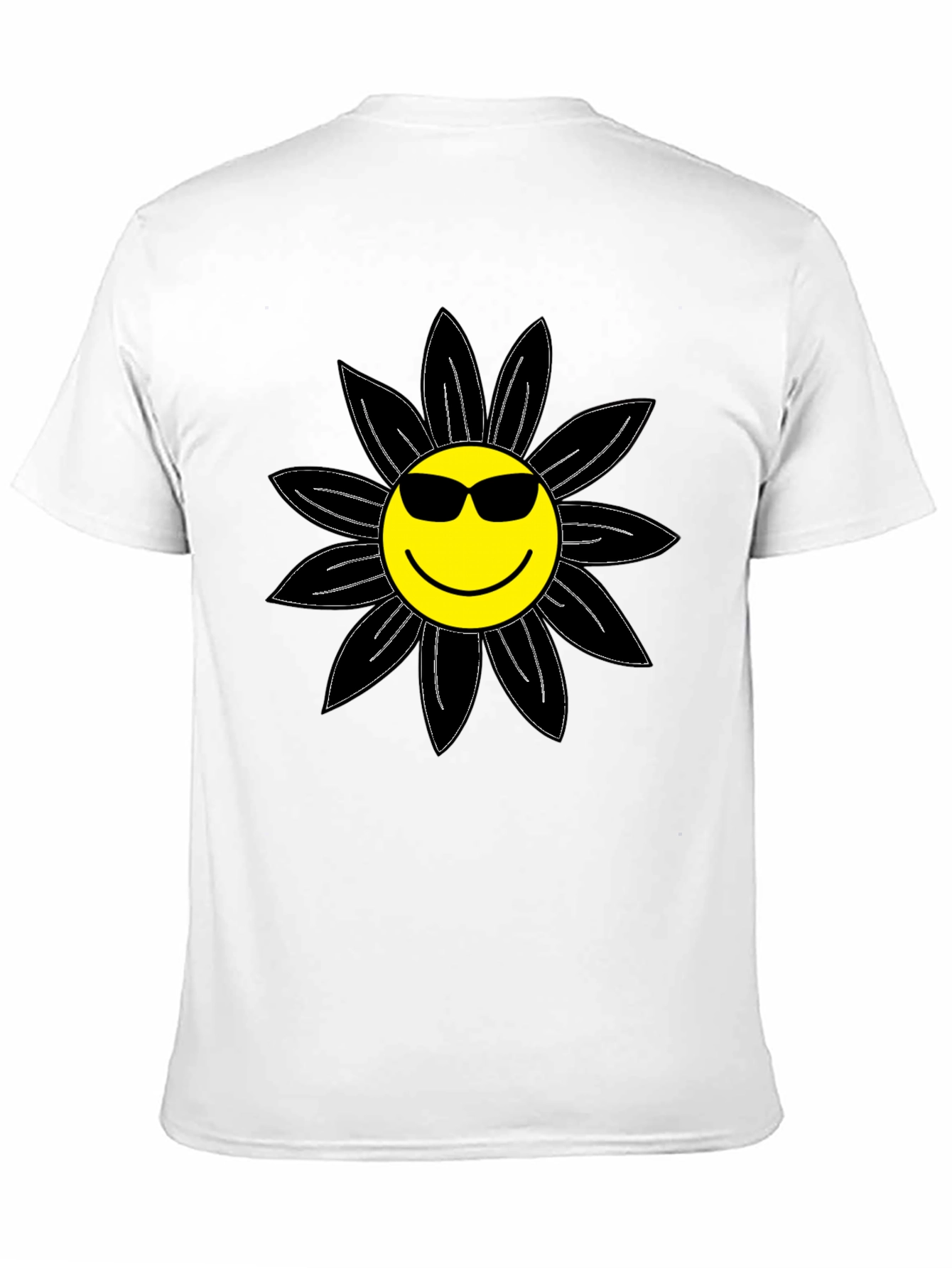 Cool Smiley Flower Graphic Tee - Black