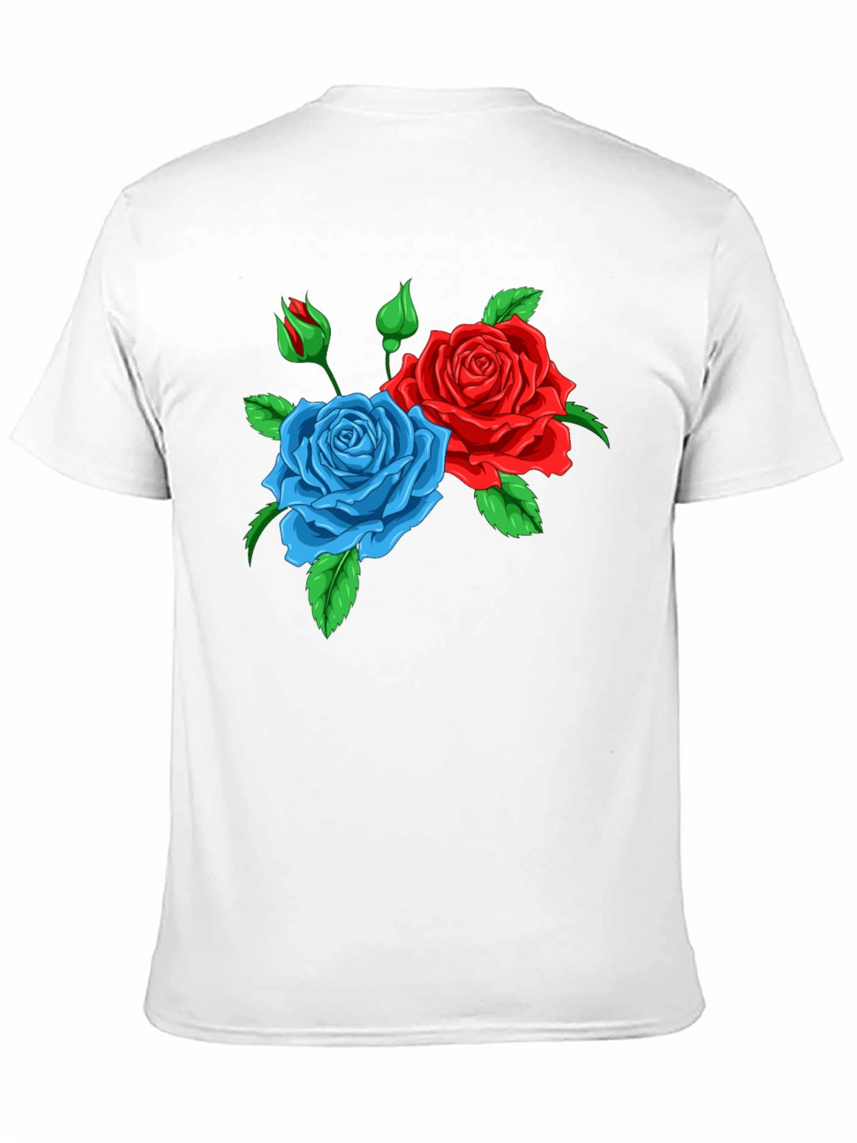 Floral Graphic T-Shirt: Red & Blue Roses