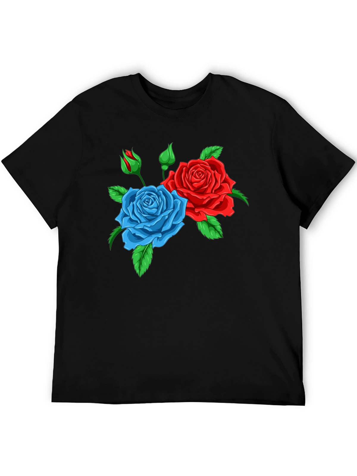 Floral Graphic T-Shirt: Red & Blue Roses