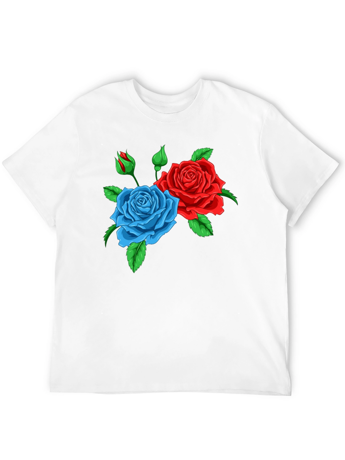 Floral Graphic T-Shirt: Red & Blue Roses