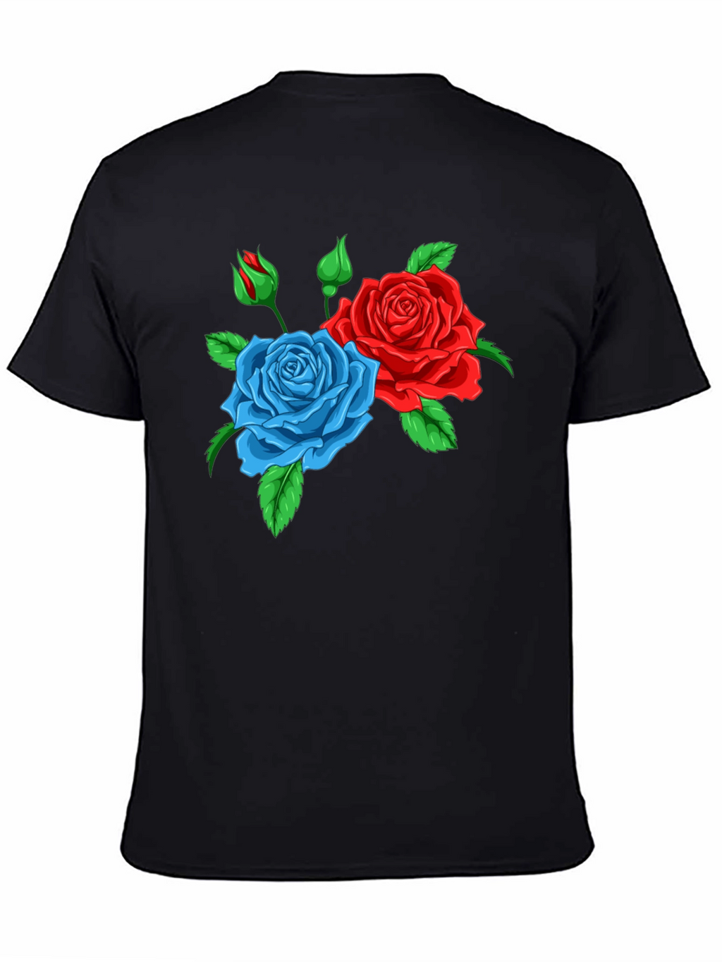 Floral Graphic T-Shirt: Red & Blue Roses
